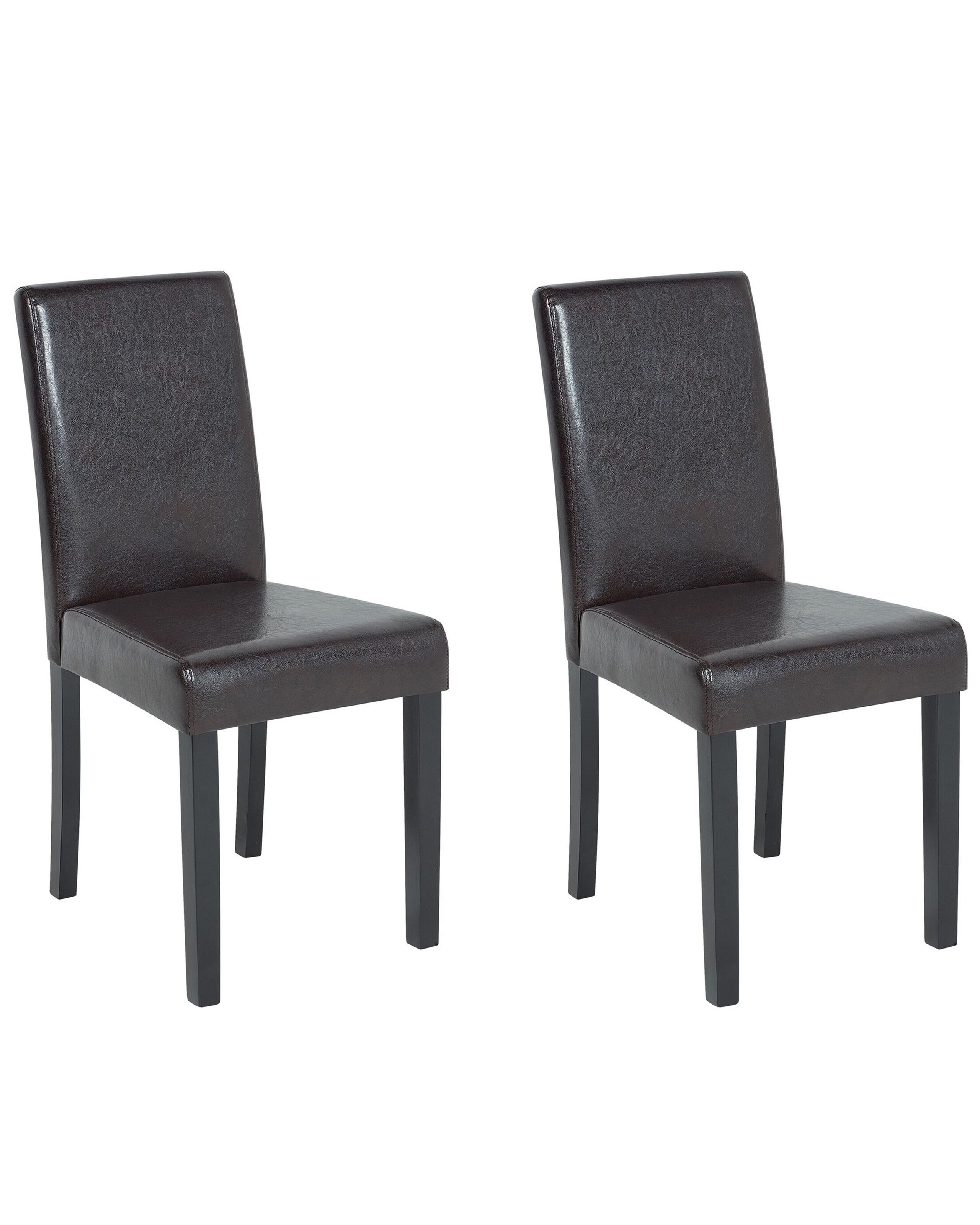 Set of 2 Faux Leather Dining Chairs Dark Brown BROADWAY - Gemini Interiors