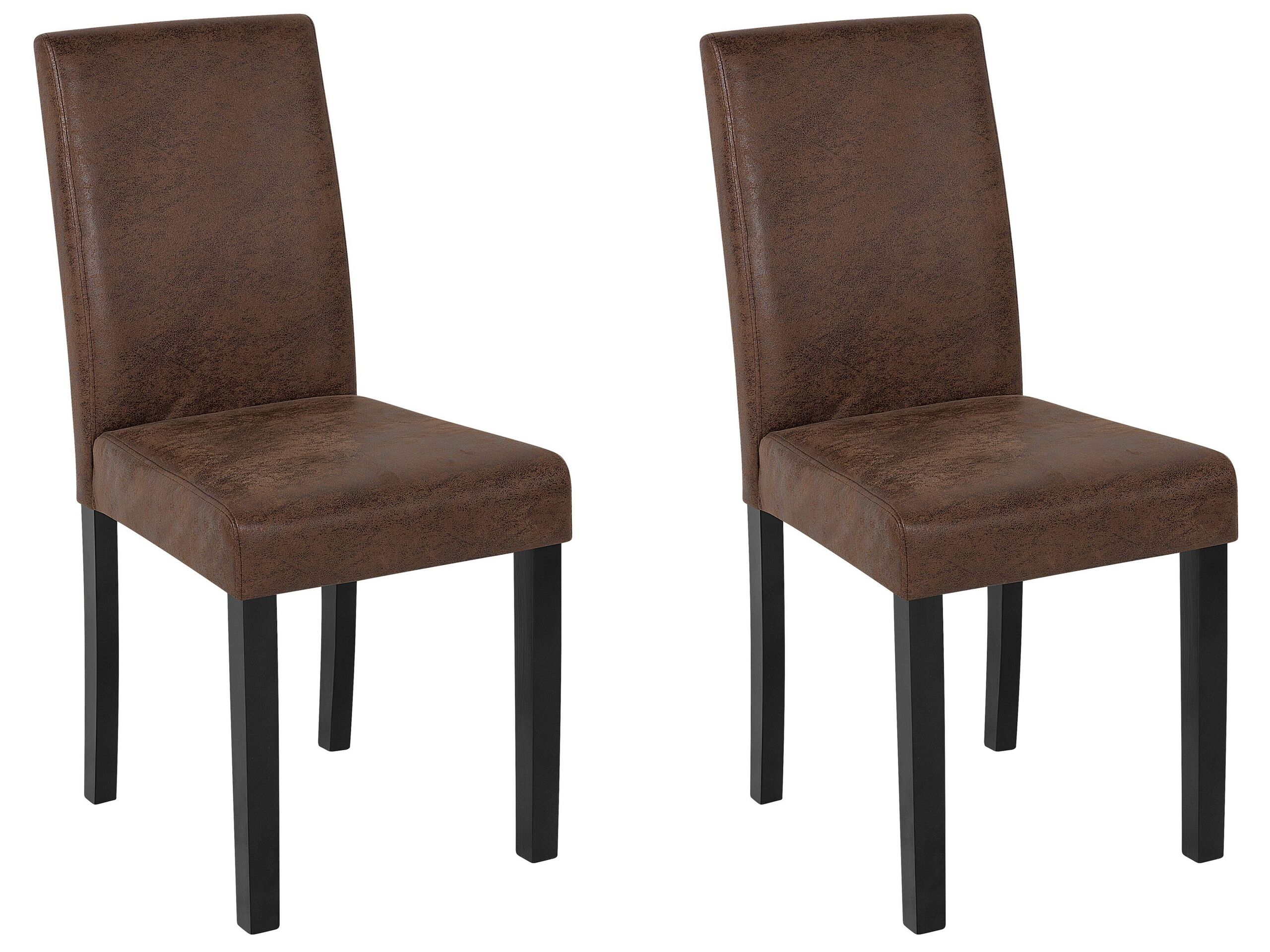 Set of 2 Faux Leather Dining Chairs Brown BROADWAY - Gemini Interiors