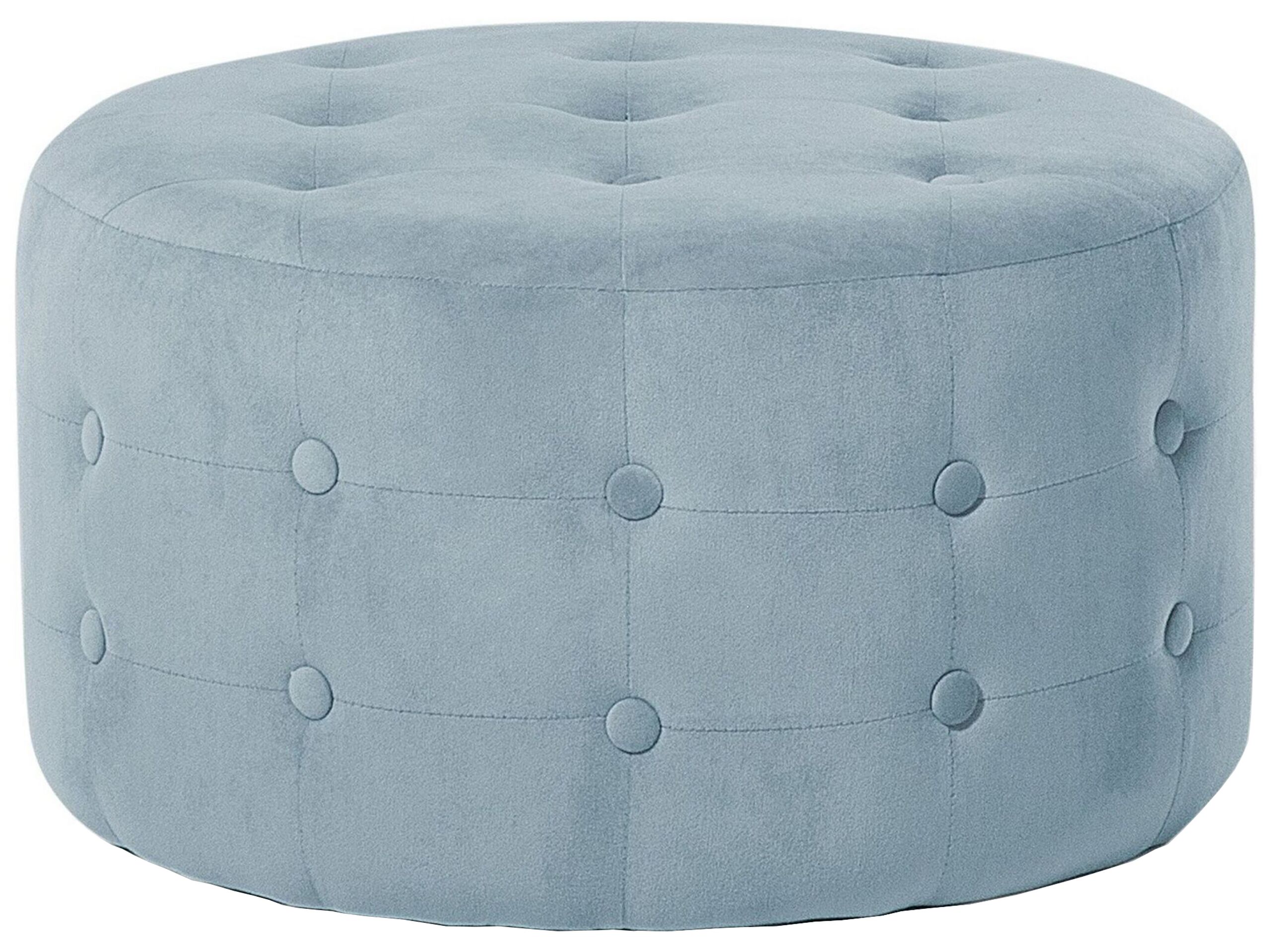 Velvet Pouffe Footstool Grey TAMPA - Gemini Interiors