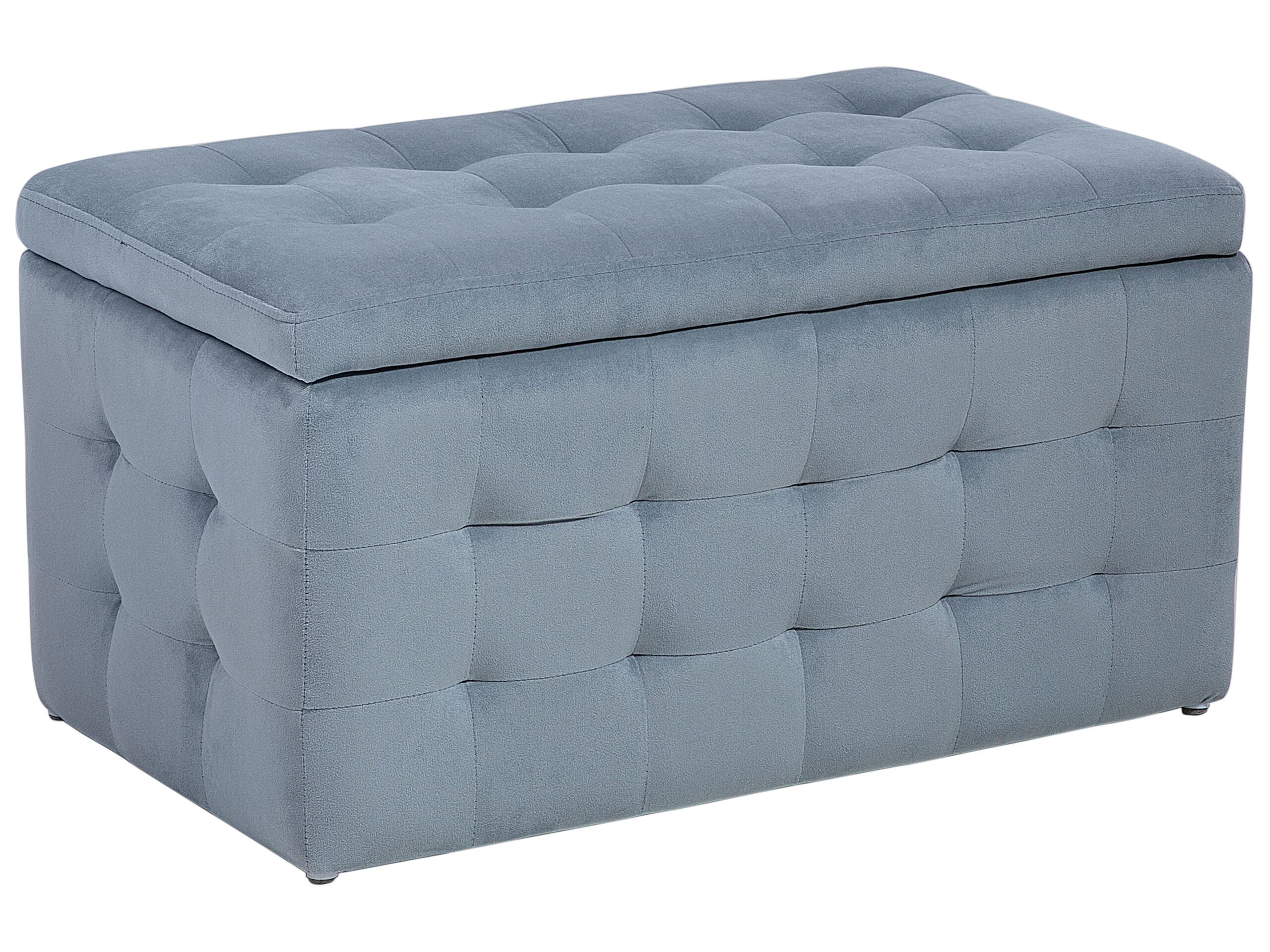 Velvet Storage Ottoman Grey MICHIGAN - Gemini Interiors