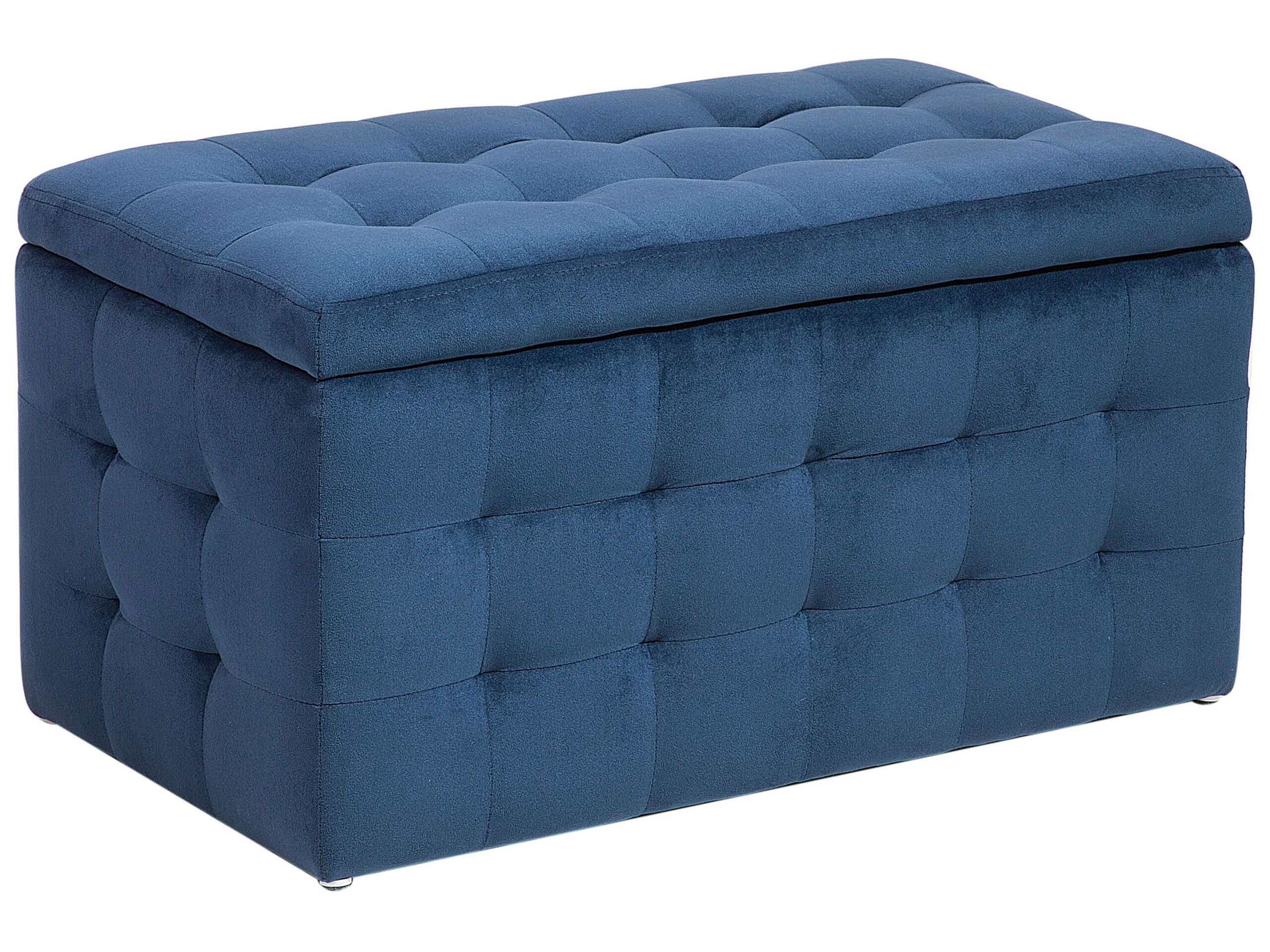 Velvet Storage Ottoman Dark Blue MICHIGAN - Gemini Interiors