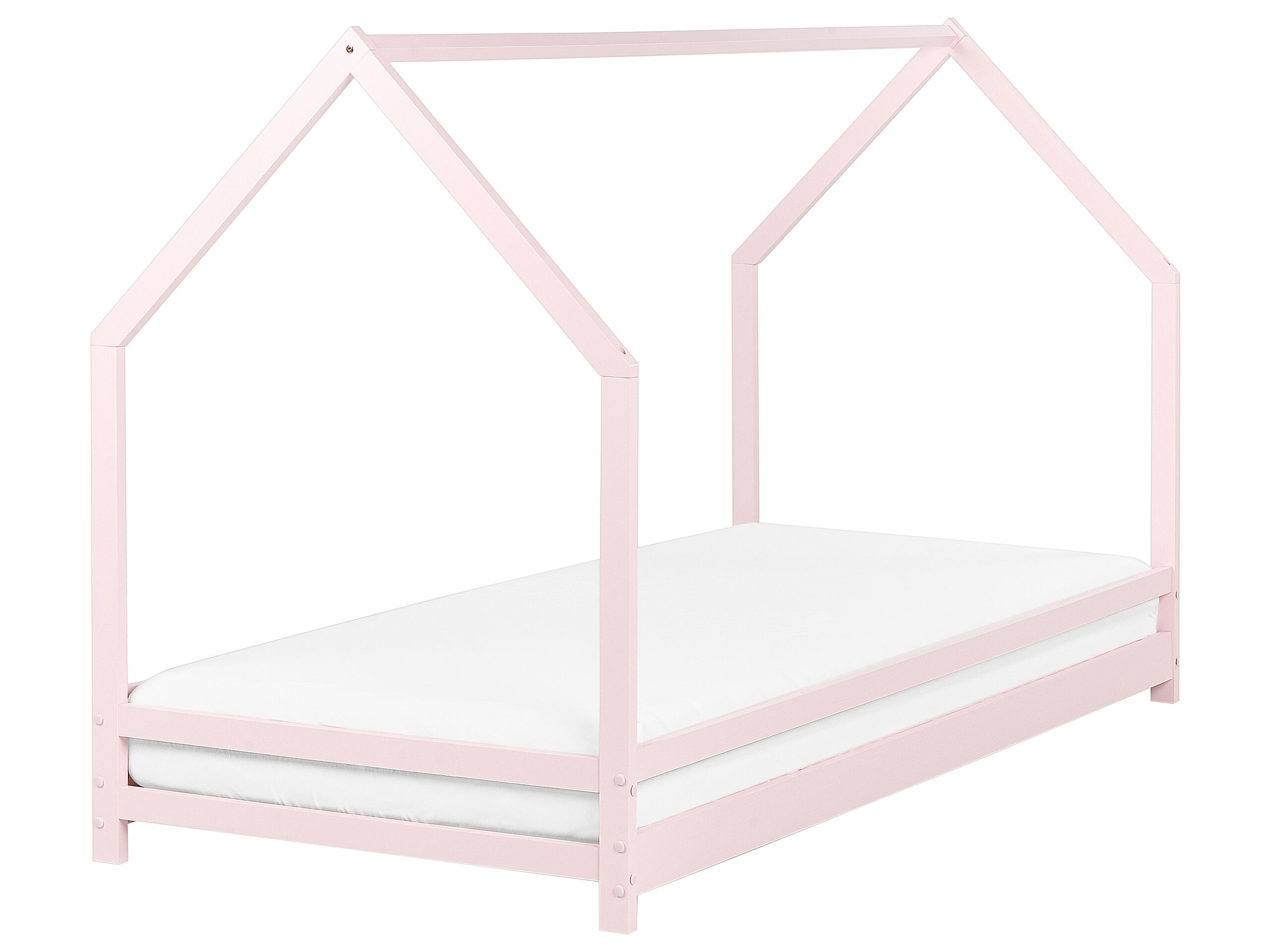 Wooden Kids House Bed EU Single Size Pastel Pink APPY - Gemini Interiors