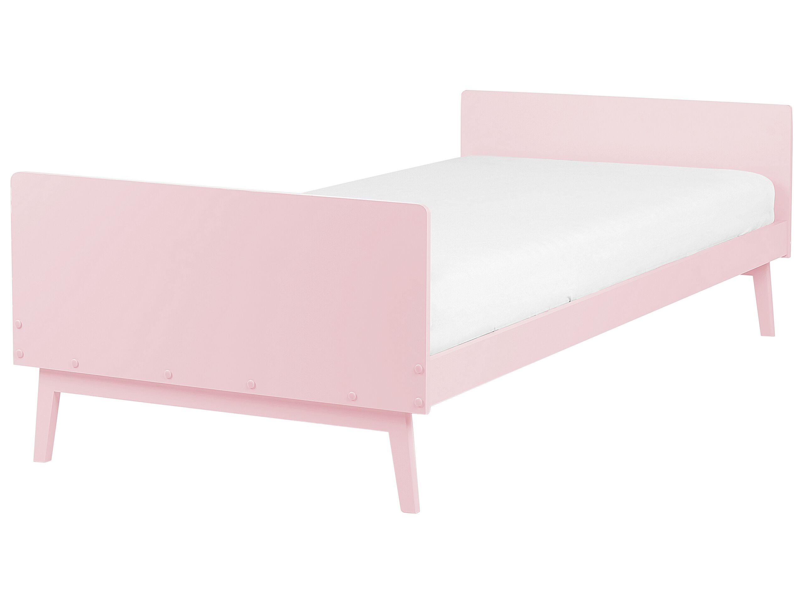 Wooden EU Single Size Bed Pastel Pink BONNAC - Gemini Interiors