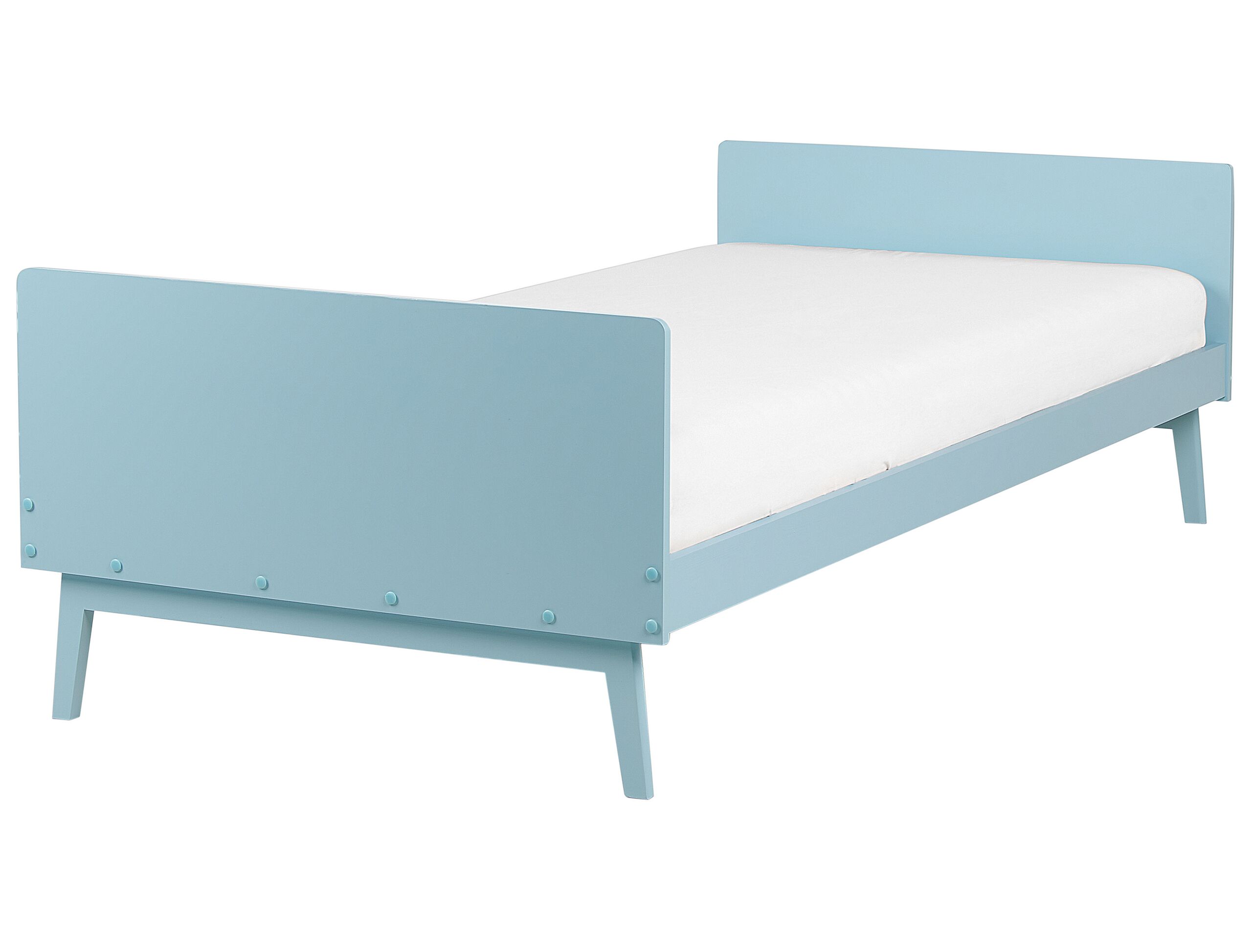 Wooden EU Single Size Bed Light Blue BONNAC - Gemini Interiors