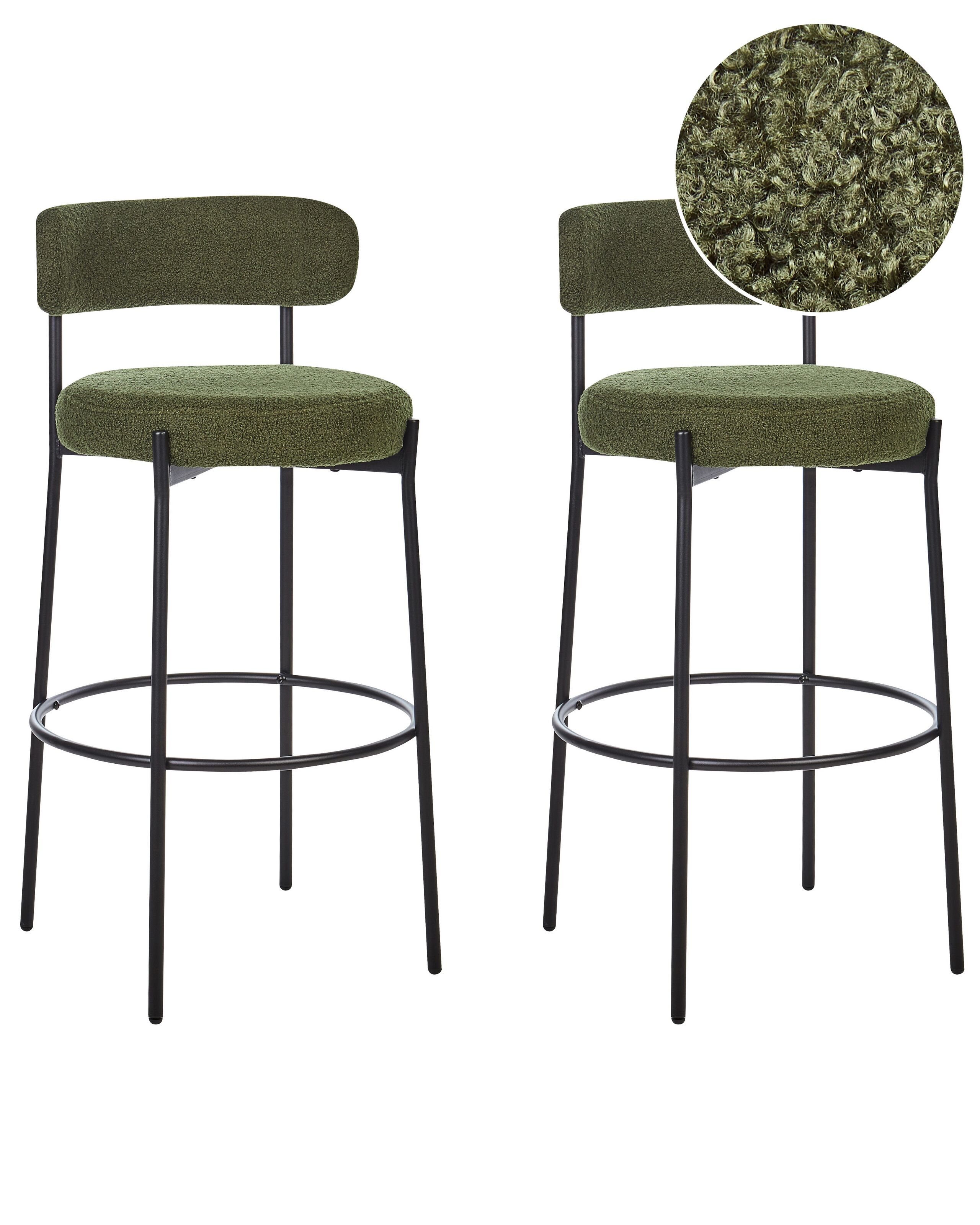 Set of 2 Boucle Bar Chairs Dark Green ALLISON - Gemini Interiors
