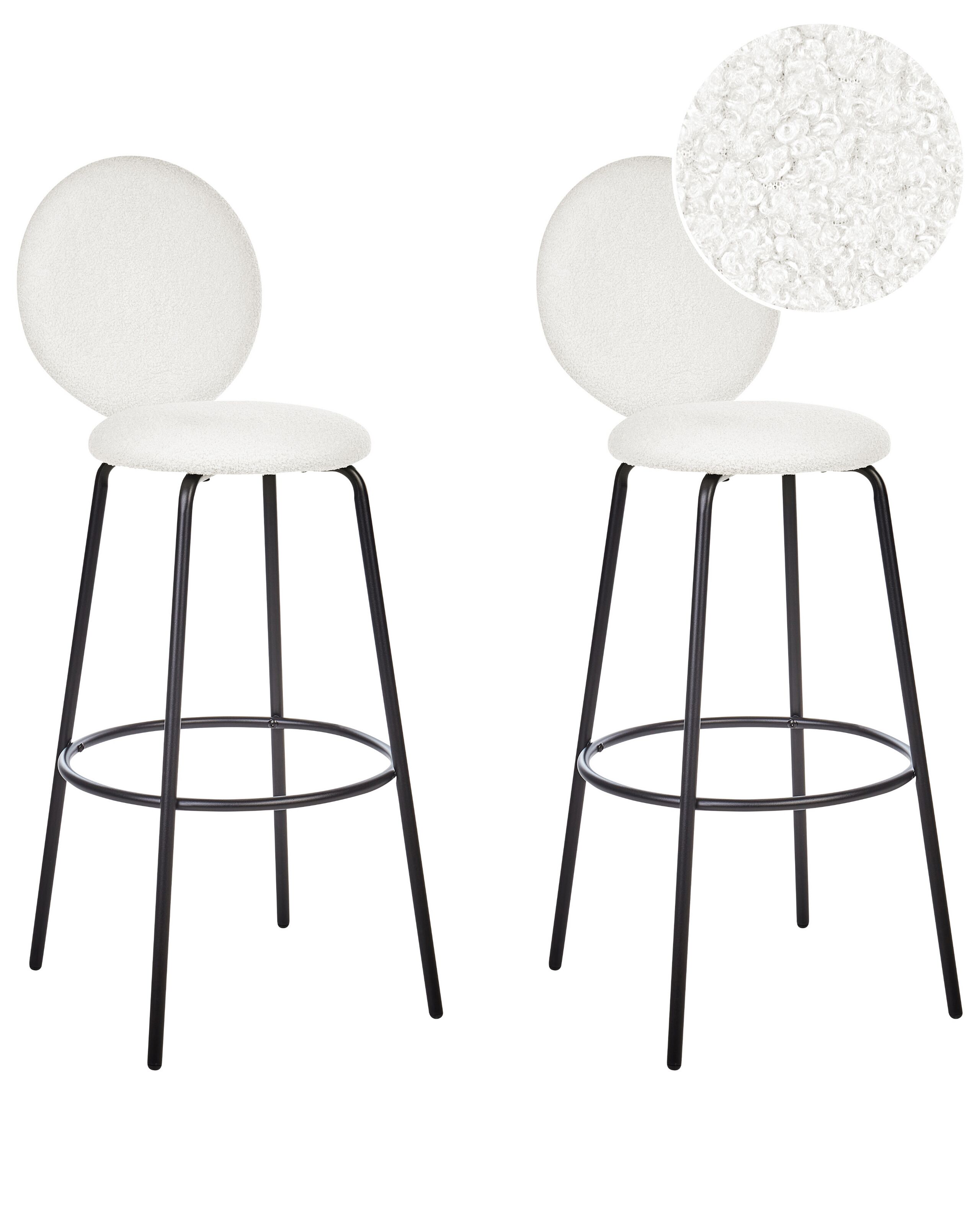 Set of 2 Boucle Bar Chairs White EMERY - Gemini Interiors