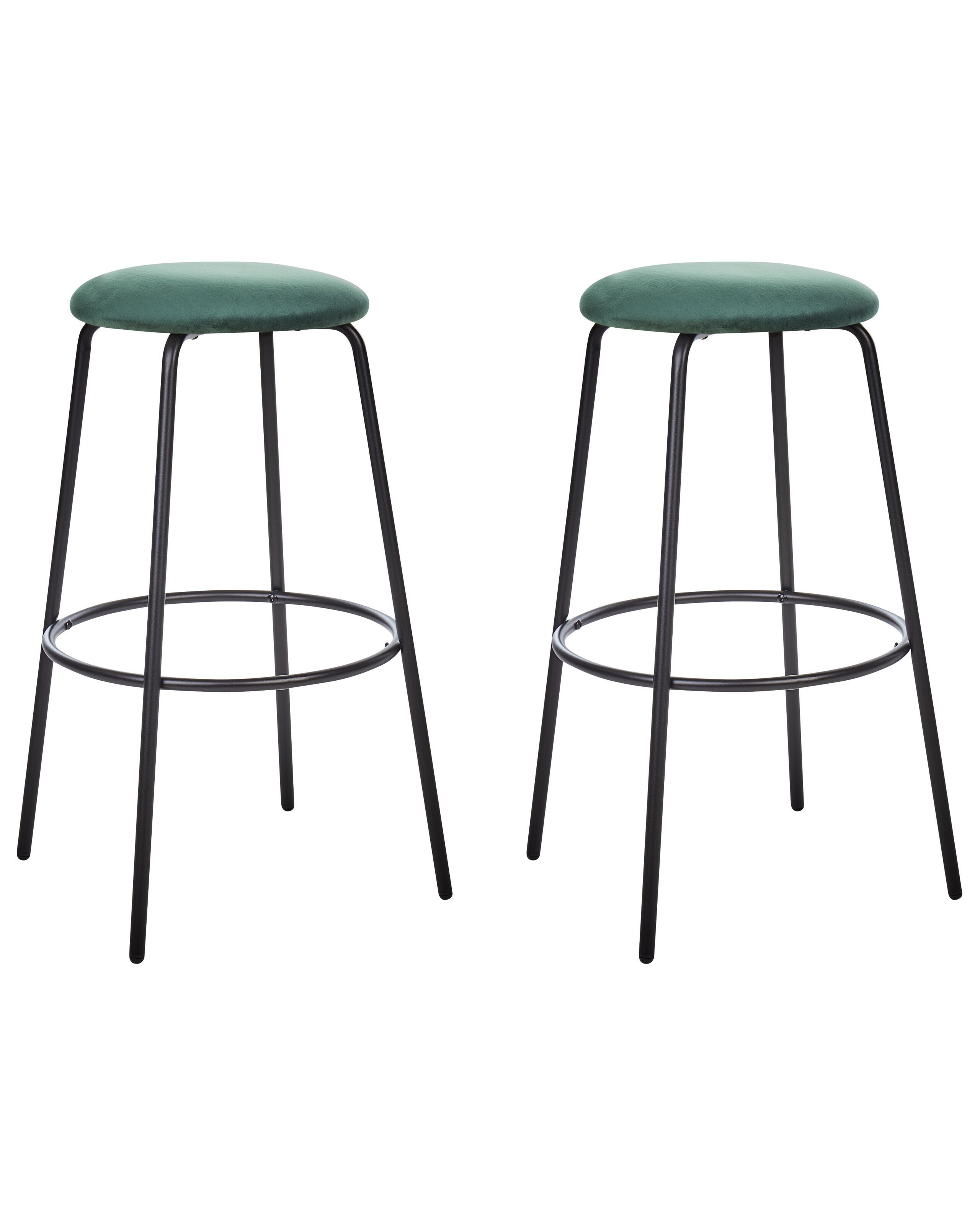 Set of 2 Velvet Bar Stools Green MORTON - Gemini Interiors