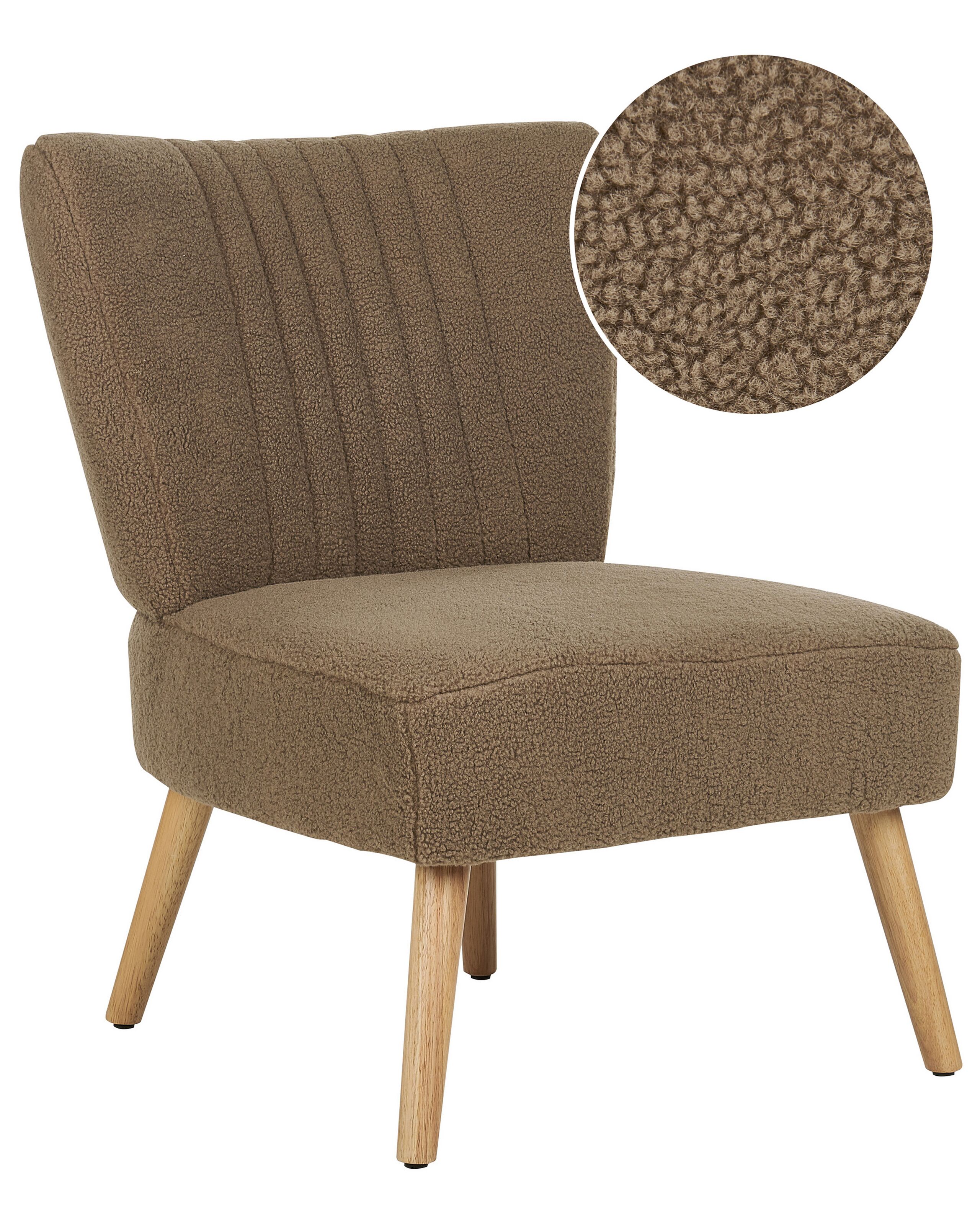 Boucle Armchair Brown VAASA - Gemini Interiors