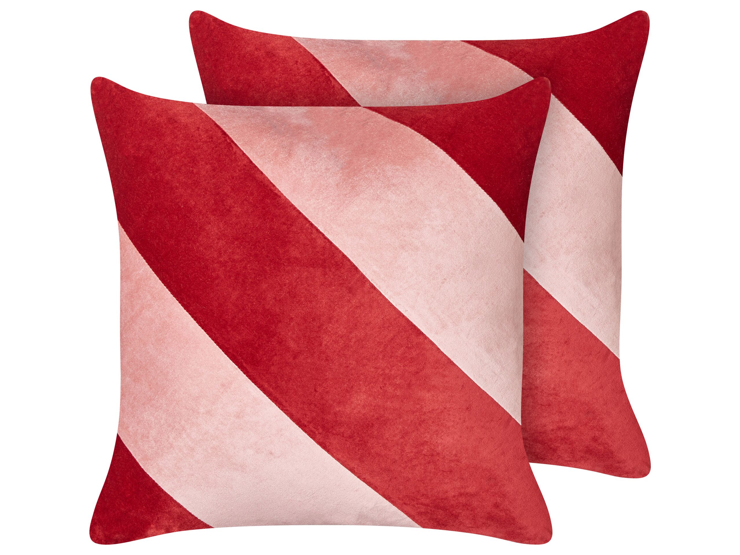 Set of 2 Velvet Cushions 45x45cm Red and Pink - Gemini Interiors