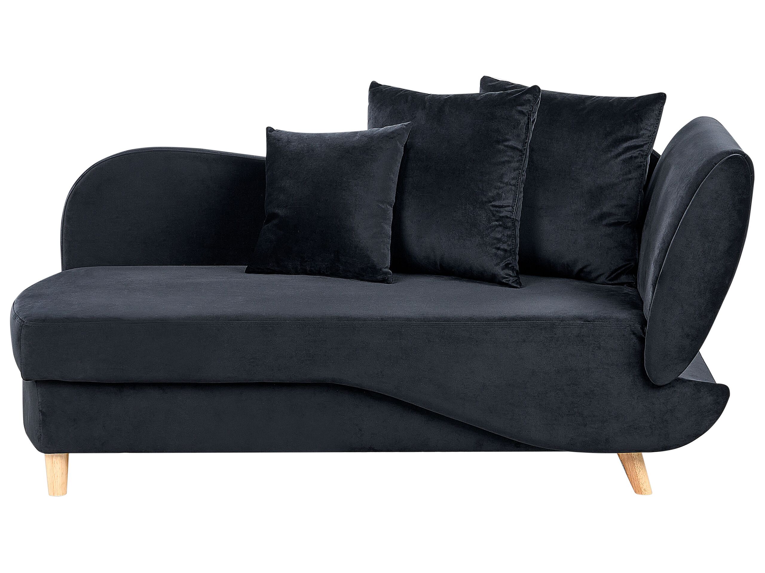 Right Hand Velvet Chaise Lounge with Storage Black MERI II - Gemini Interiors