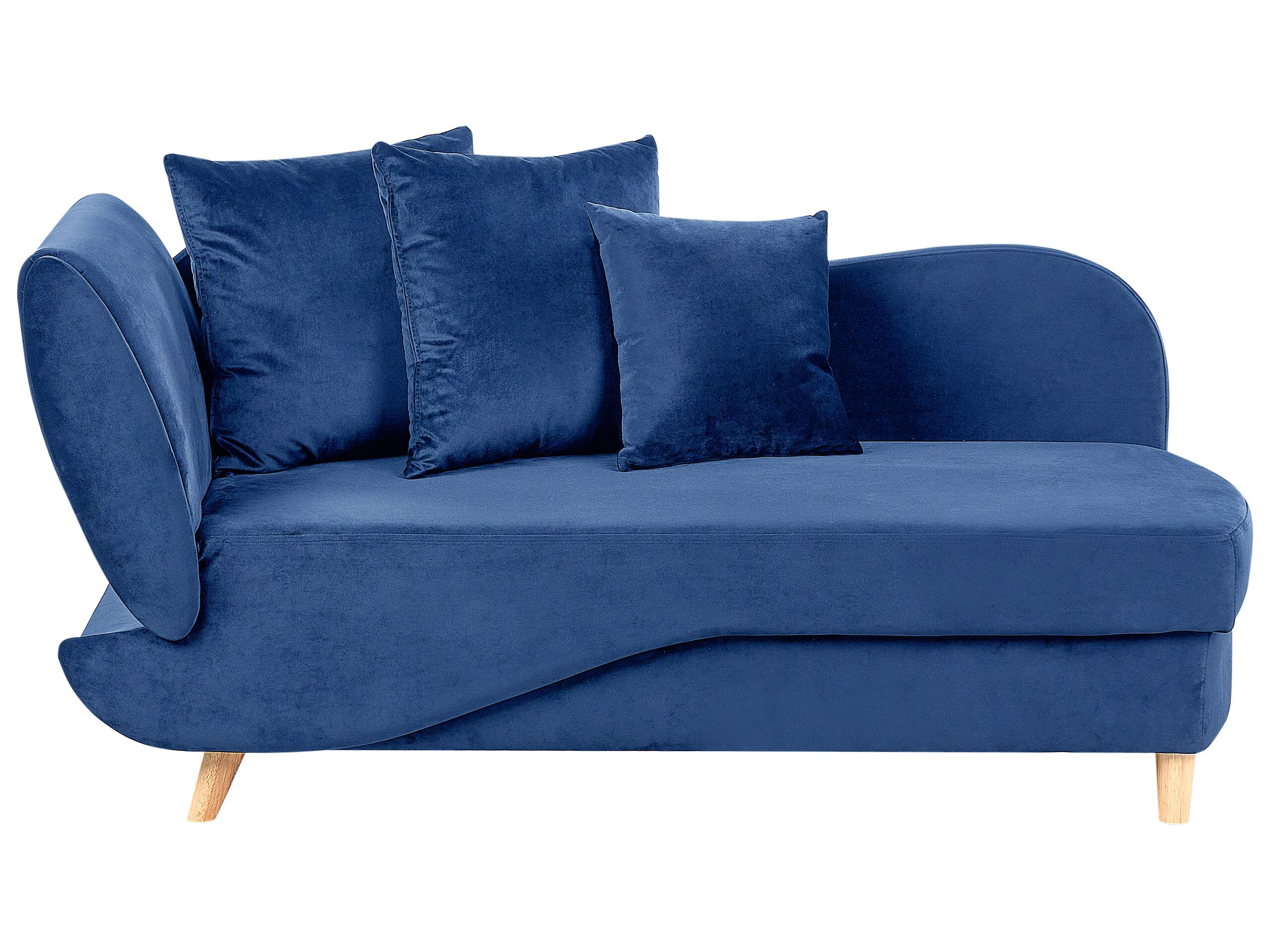 Left Hand Velvet Chaise Lounge with Storage Blue MERI II - Gemini Interiors
