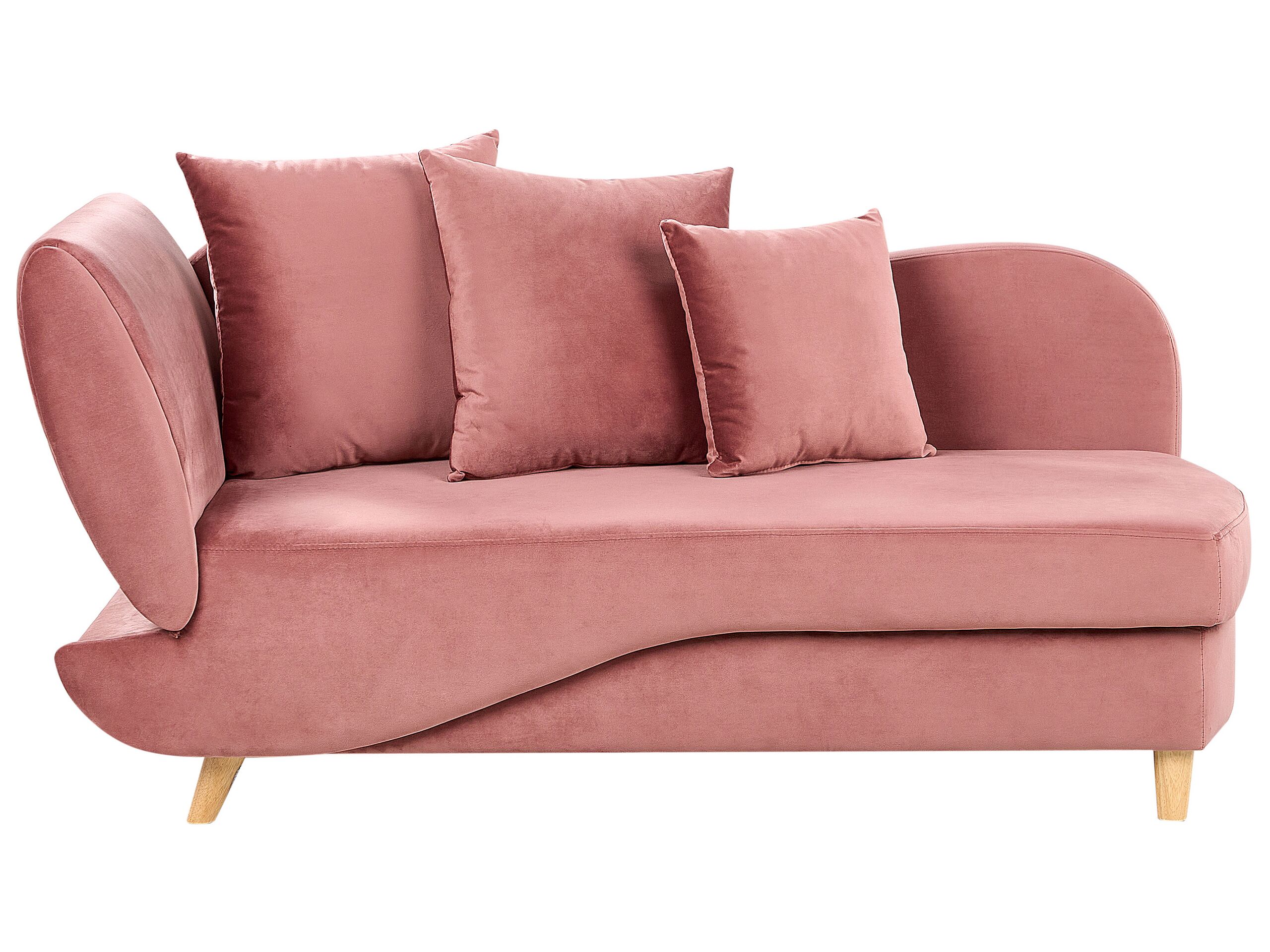 Left Hand Velvet Chaise Lounge with Storage Pink MERI II - Gemini Interiors
