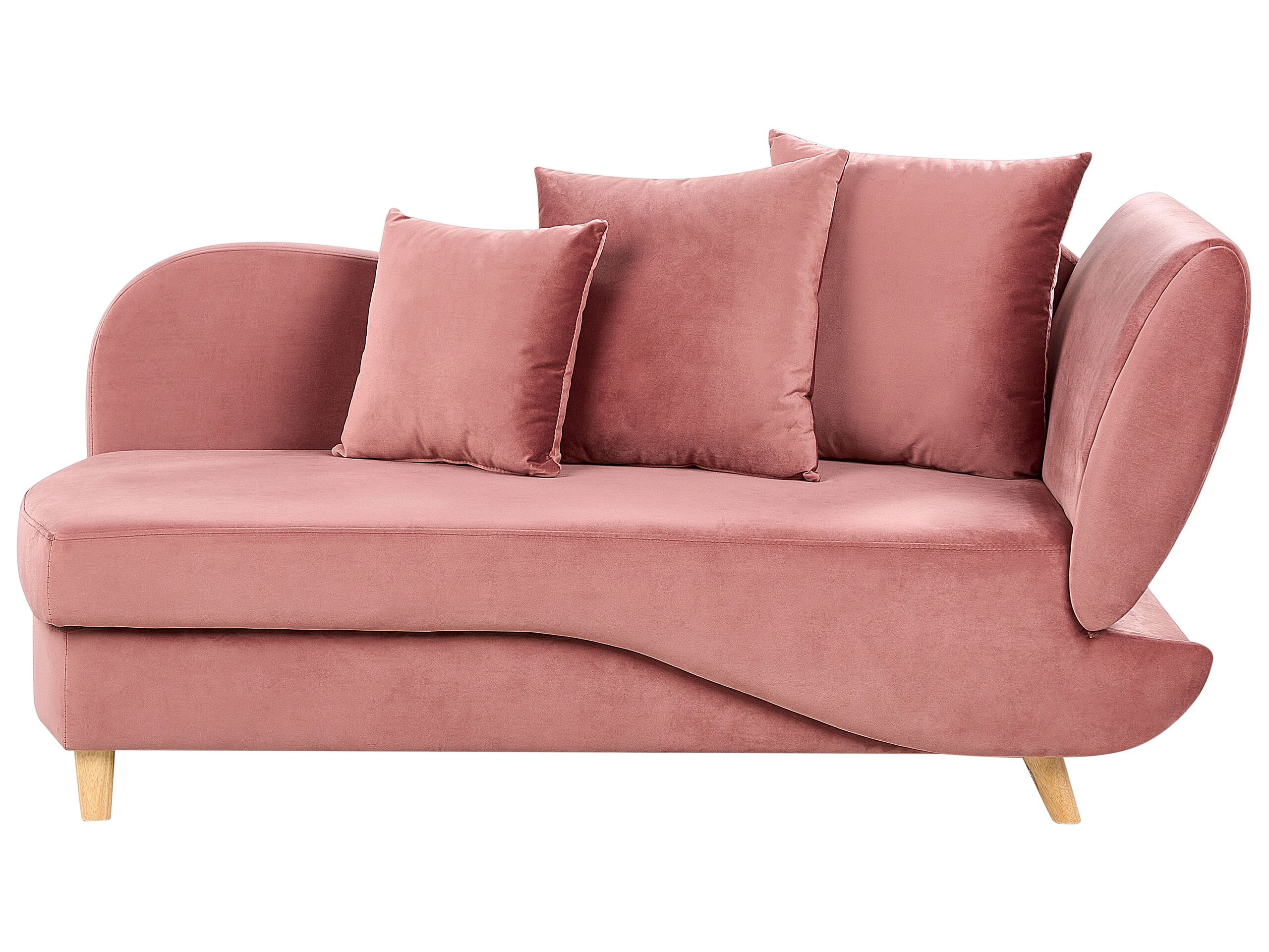 Right Hand Velvet Chaise Lounge with Storage Pink MERI II - Gemini Interiors