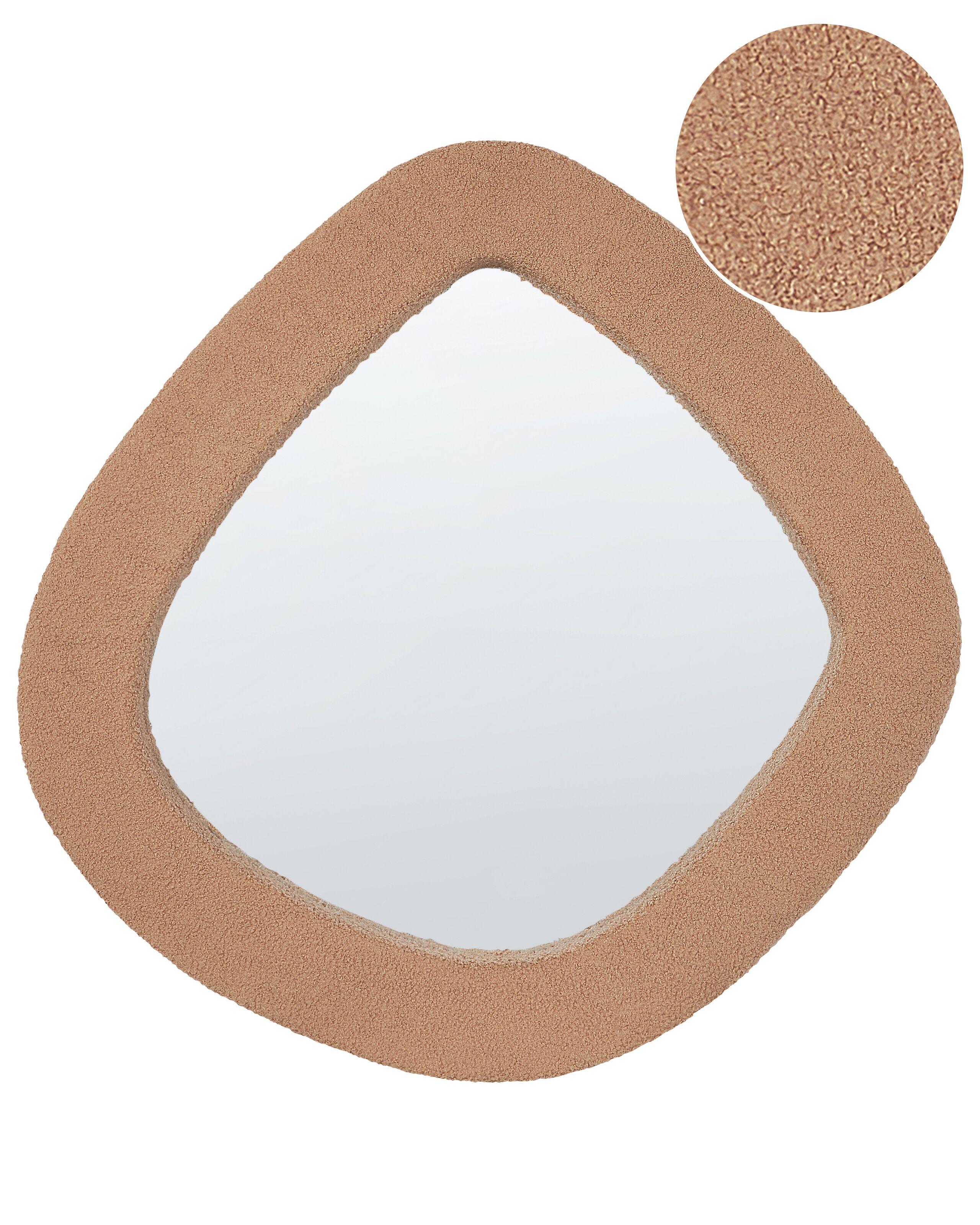 Boucle Wall Mirror 79x80cm Light Brown - Gemini Interiors