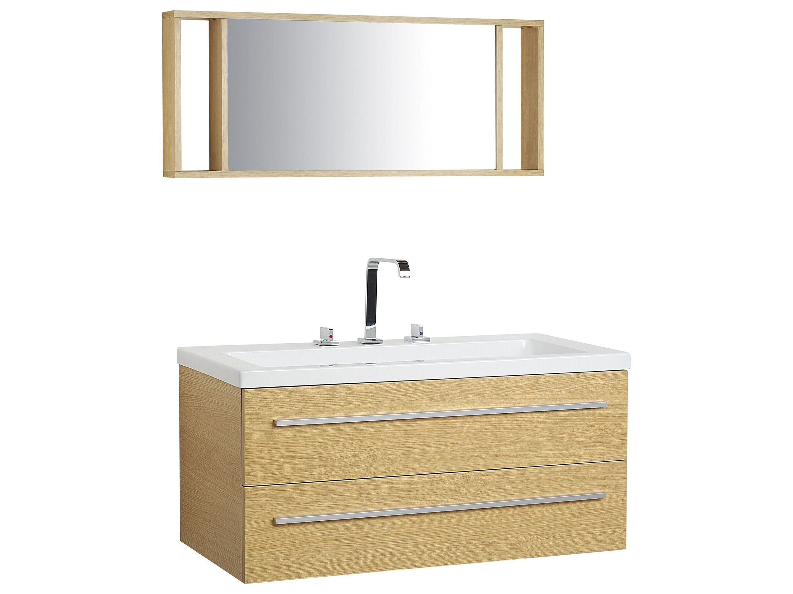 Floating Bathroom Vanity Set Light Wood ALMERIA - Gemini Interiors