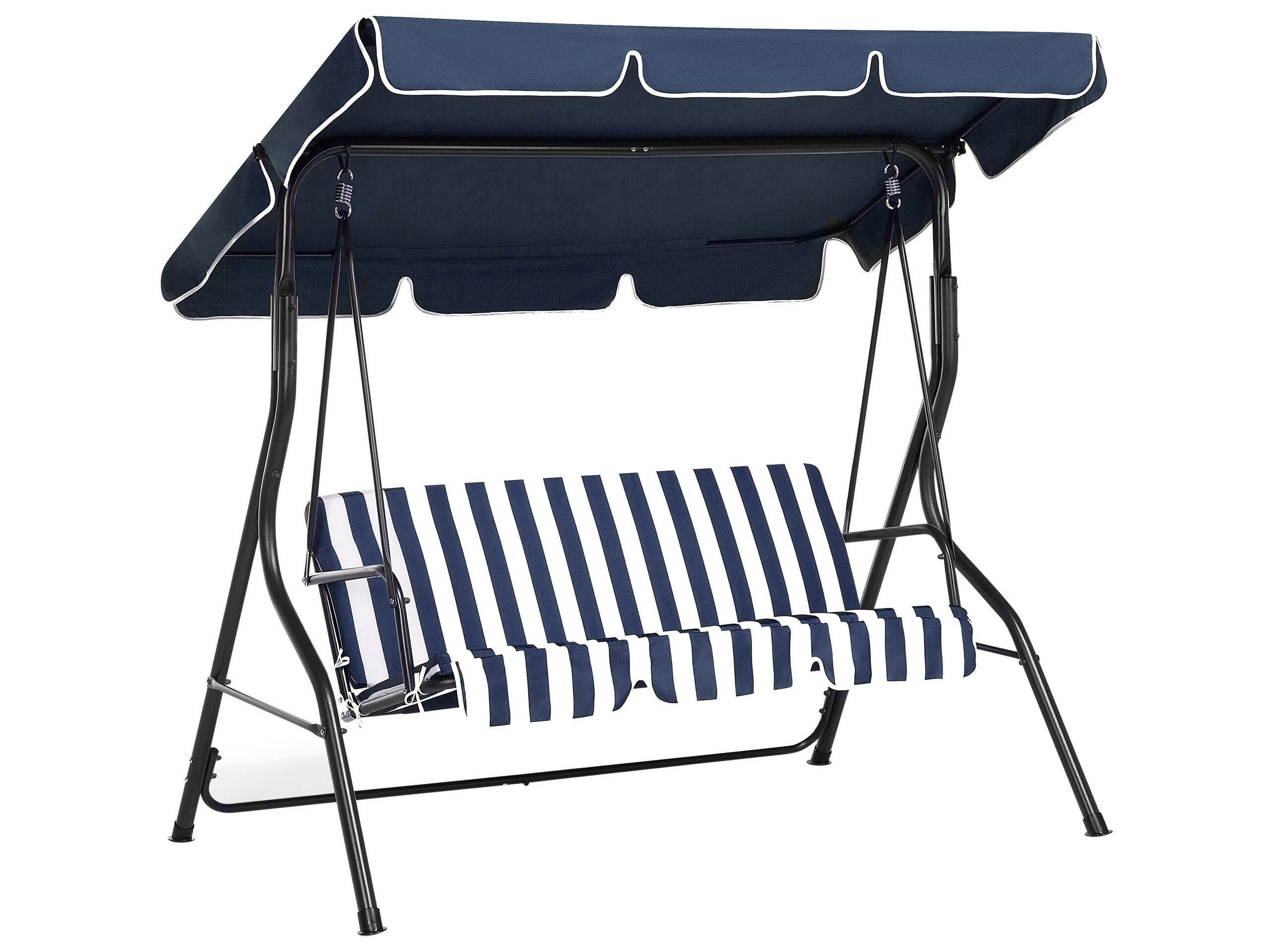 3 Seater Garden Swing Blue and White CHAPLIN - Gemini Interiors