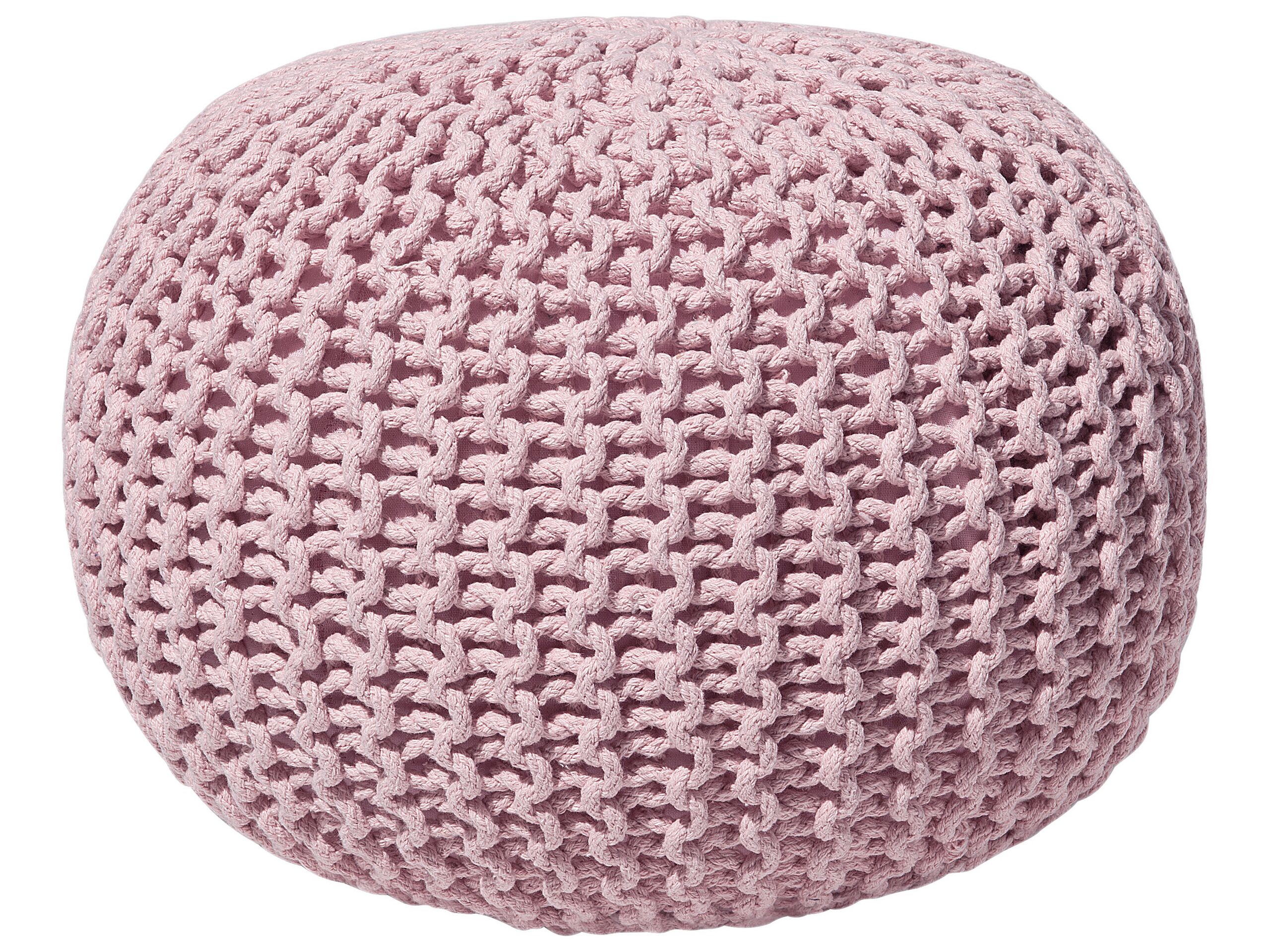 Cotton Knitted Pouffe 50 x 35 cm Pink CONRAD - Gemini Interiors