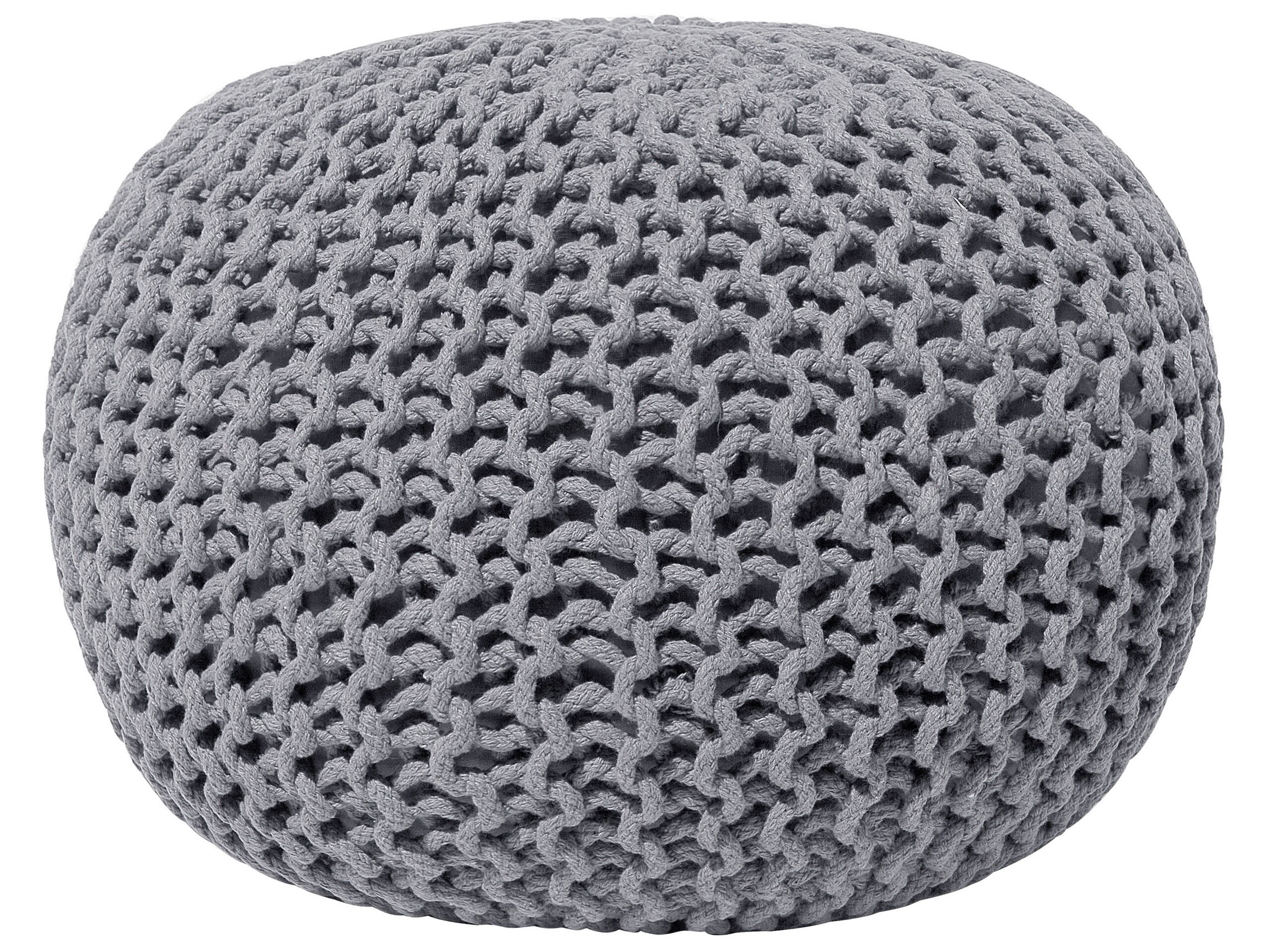 Cotton Knitted Pouffe 50 x 35 cm Grey CONRAD - Gemini Interiors