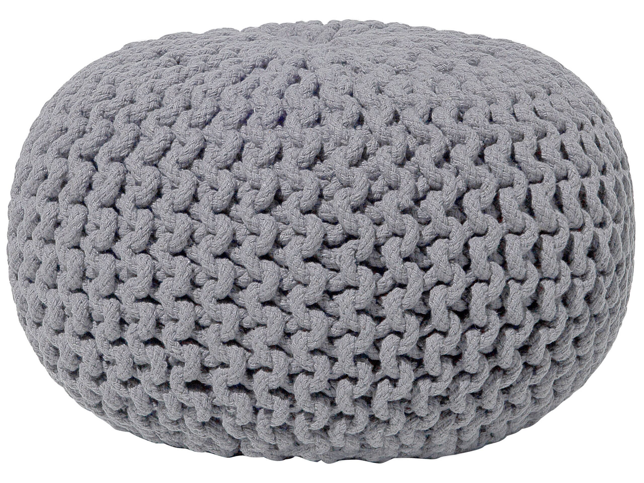 Cotton Knitted Pouffe 40 x 25 cm Dark Grey CONRAD - Gemini Interiors