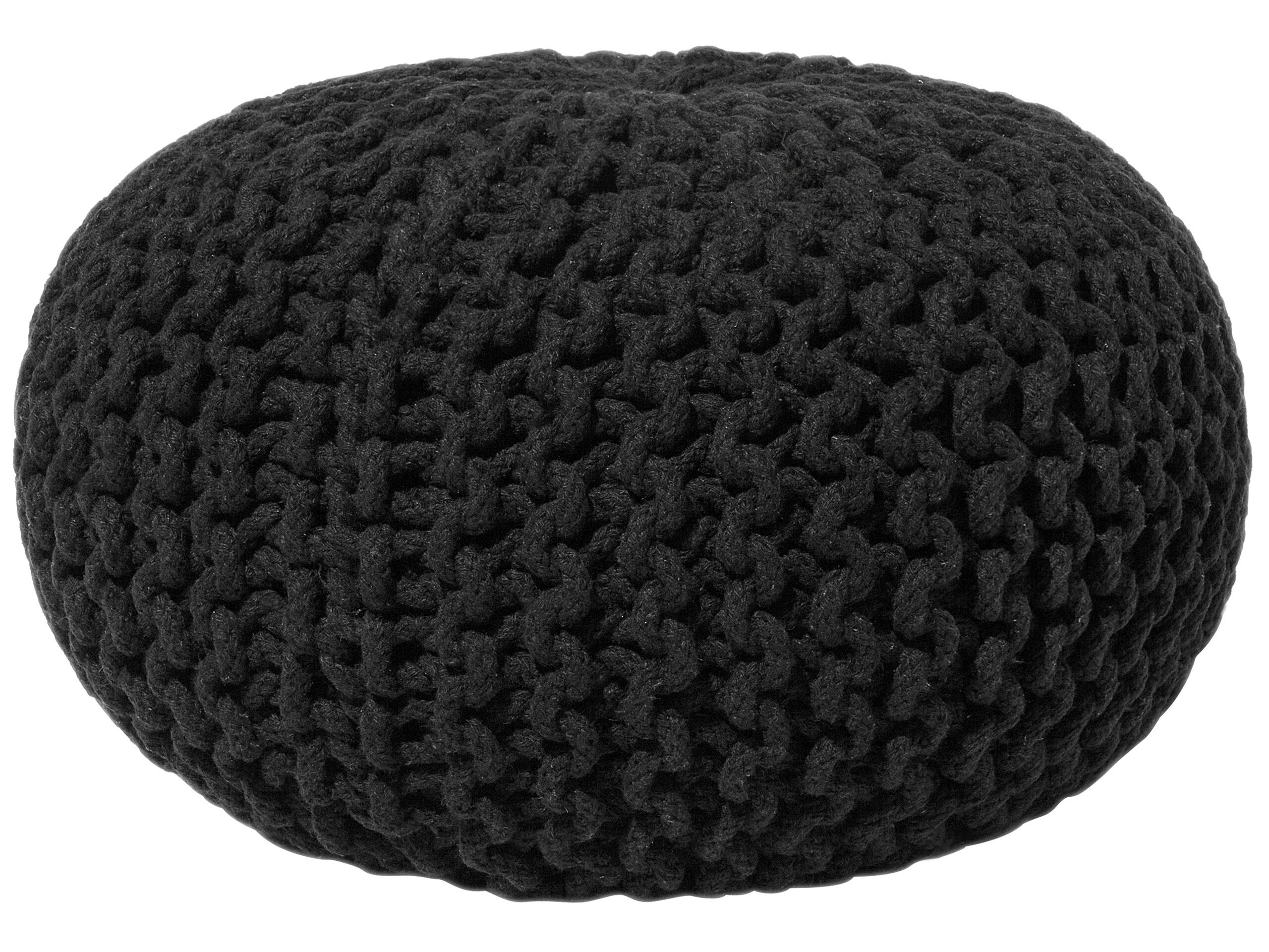 Cotton Knitted Pouffe 40 x 25 cm Black CONRAD - Gemini Interiors