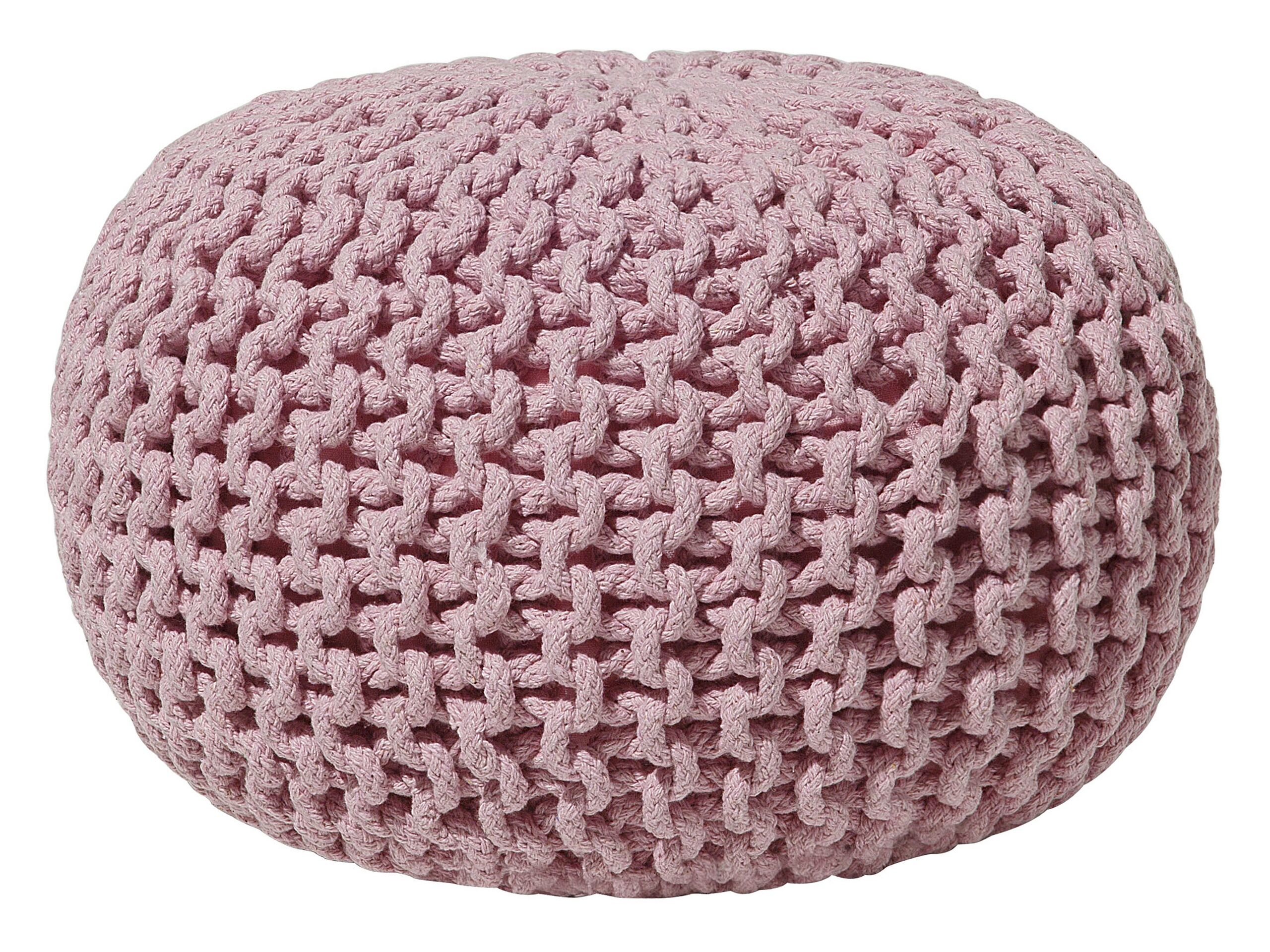 Cotton Knitted Pouffe 40 x 25 cm Pink CONRAD - Gemini Interiors