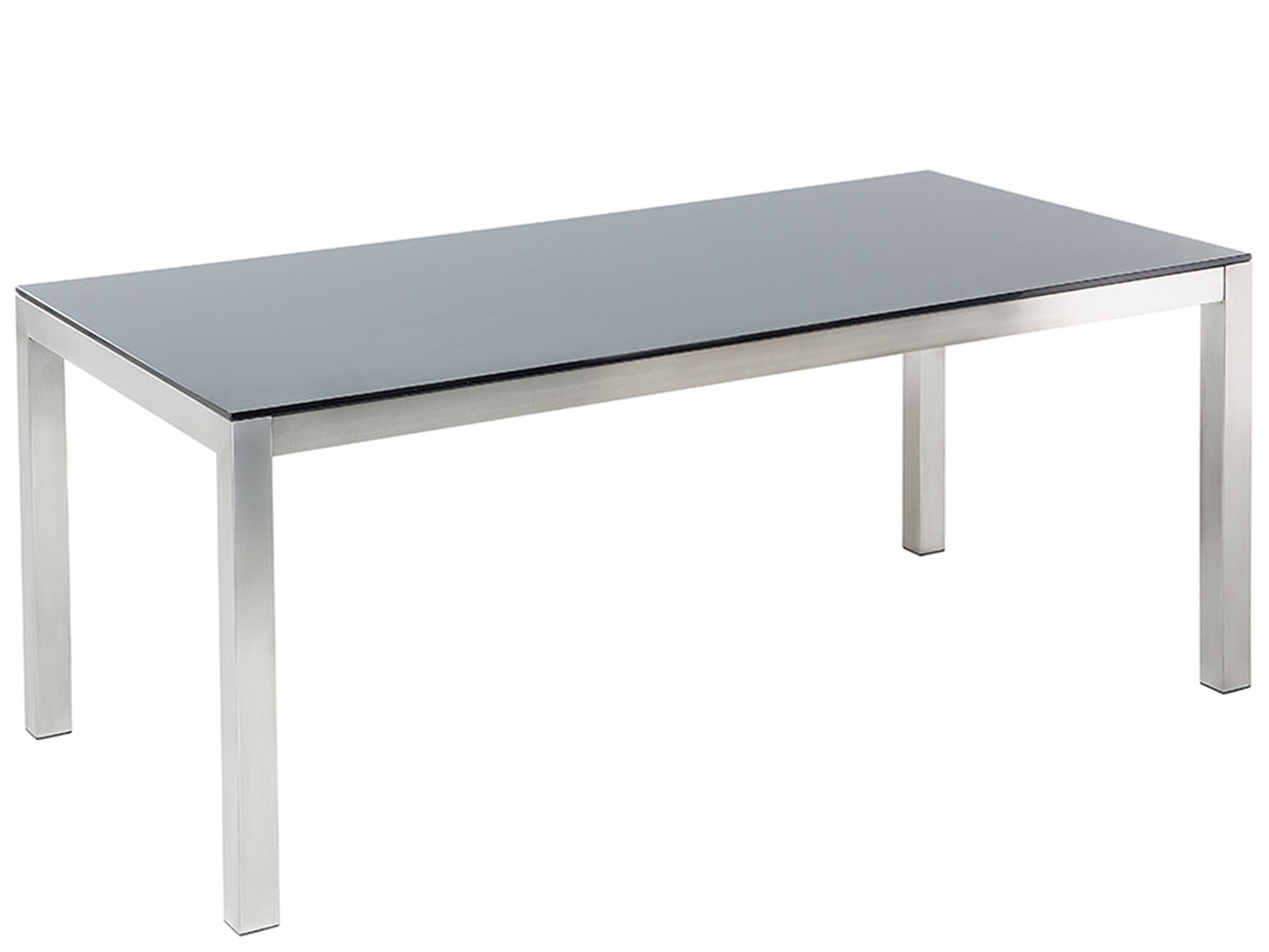 Garden Dining Table Glass Top 180 x 90 cm Black GROSSETO - Gemini Interiors