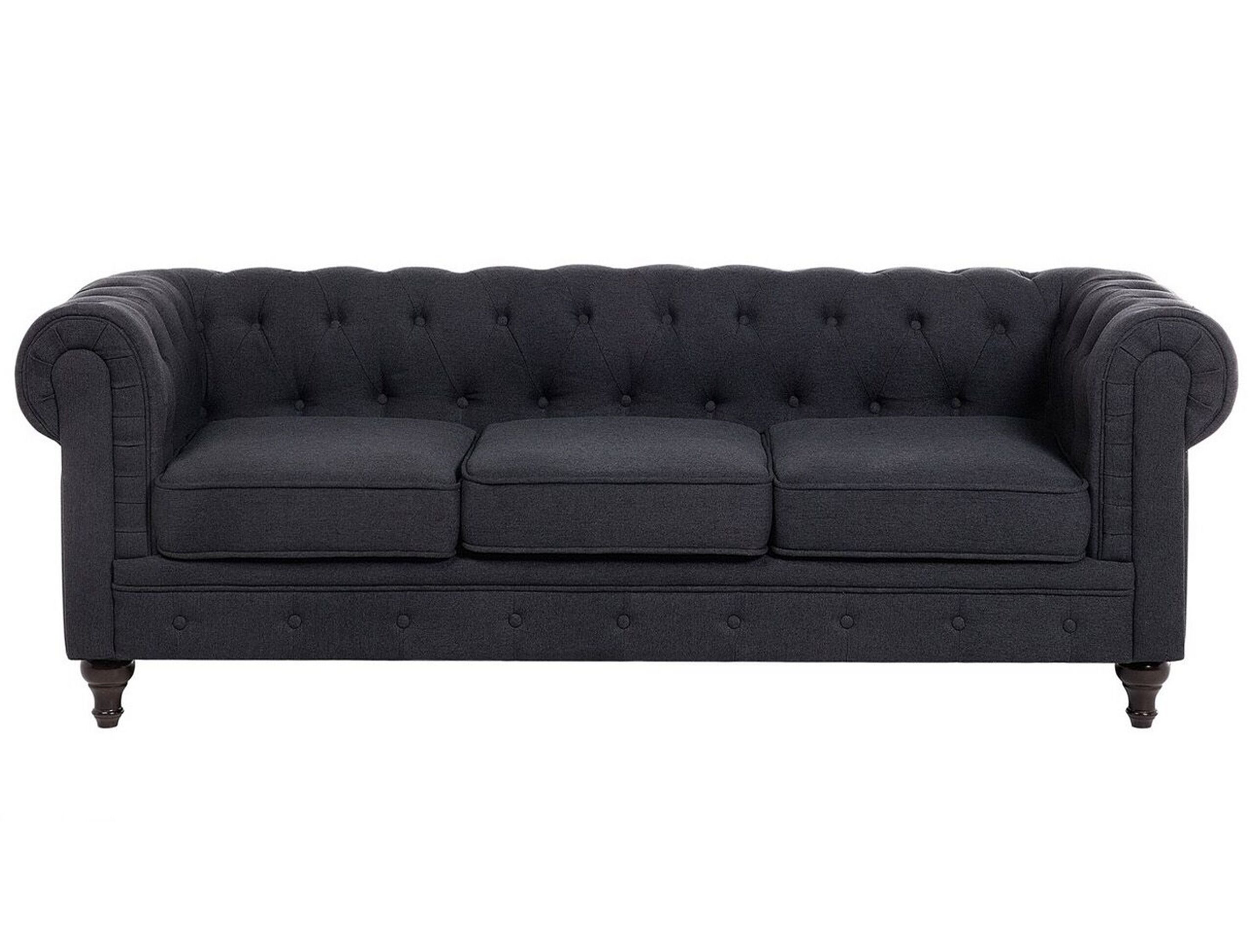 3 Seater Fabric Sofa Graphite Grey CHESTERFIELD - Gemini Interiors