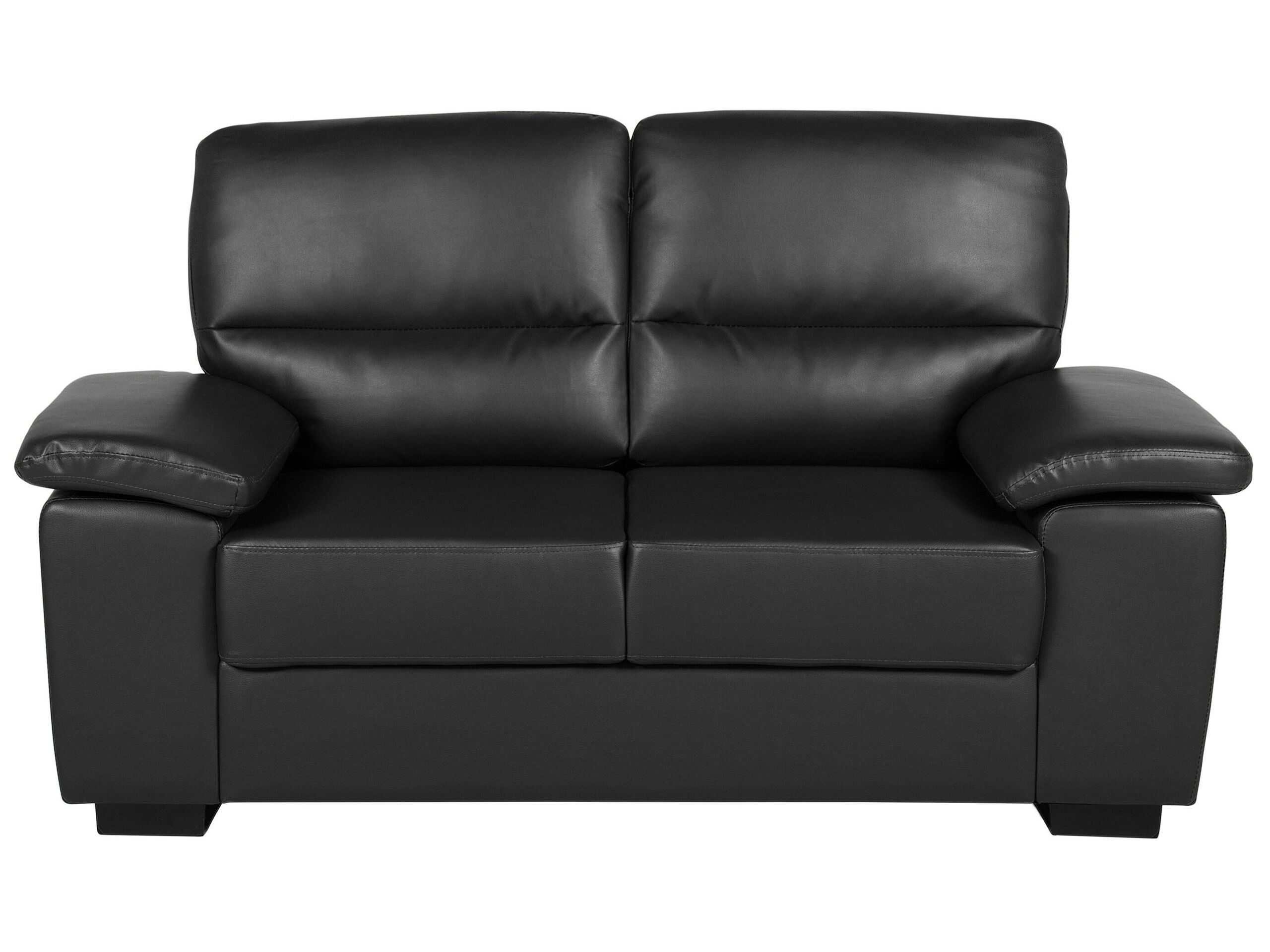 2 Seater Faux Leather Sofa Black VOGAR - Gemini Interiors