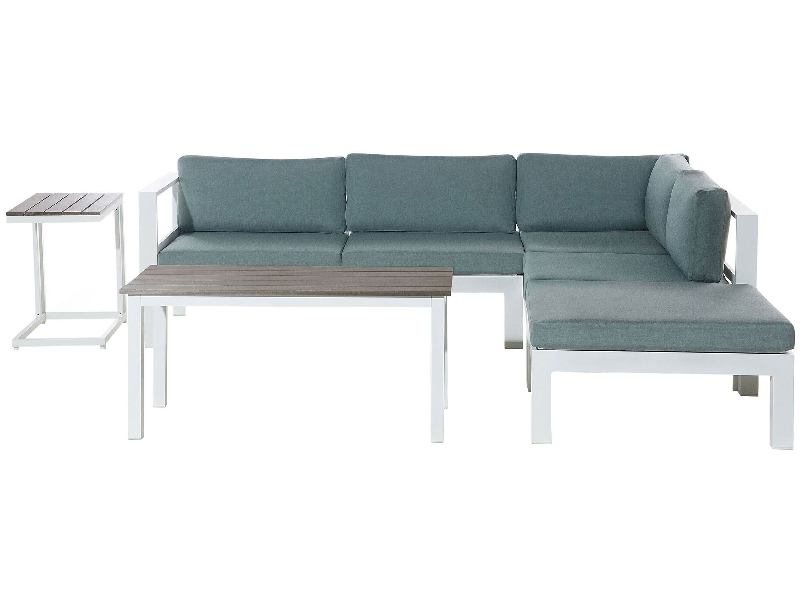 Left Hand 5 Seater Aluminium Garden Corner Sofa Set Green MESSINA - Gemini Interiors