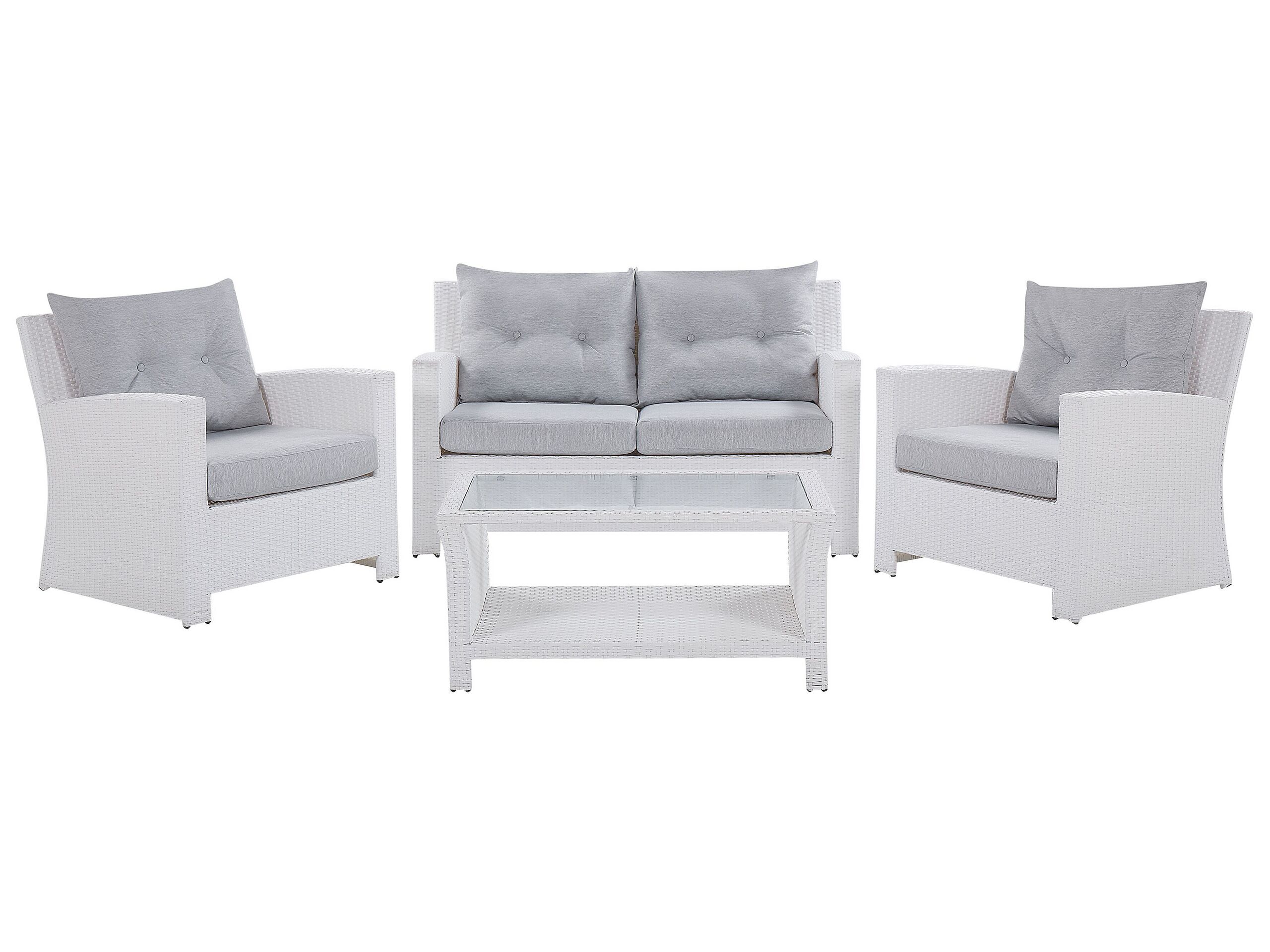 4 Seater PE Rattan Garden Sofa Set White SAN MARINO - Gemini Interiors