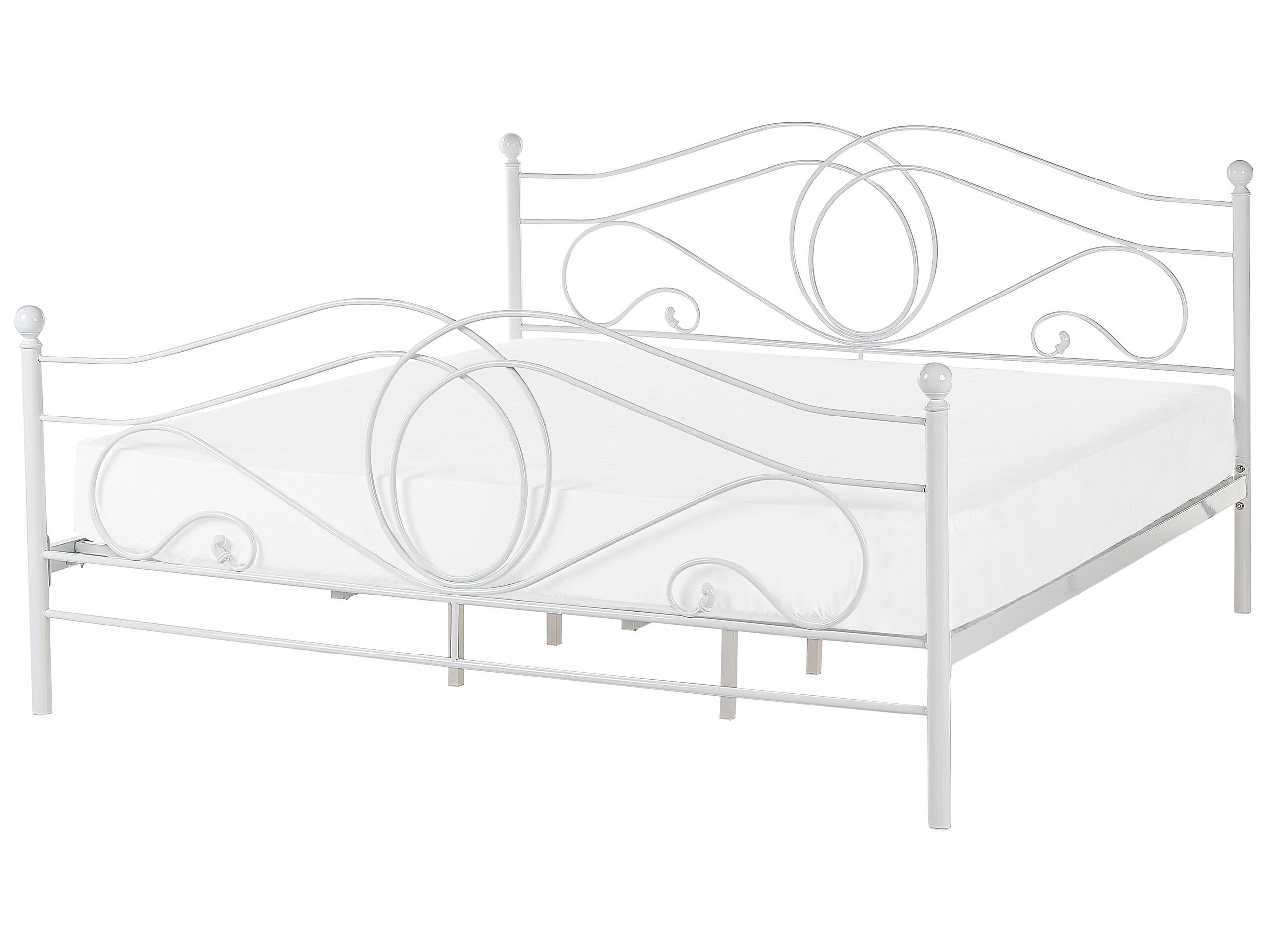 Metal EU Super King Bed White LYRA - Gemini Interiors