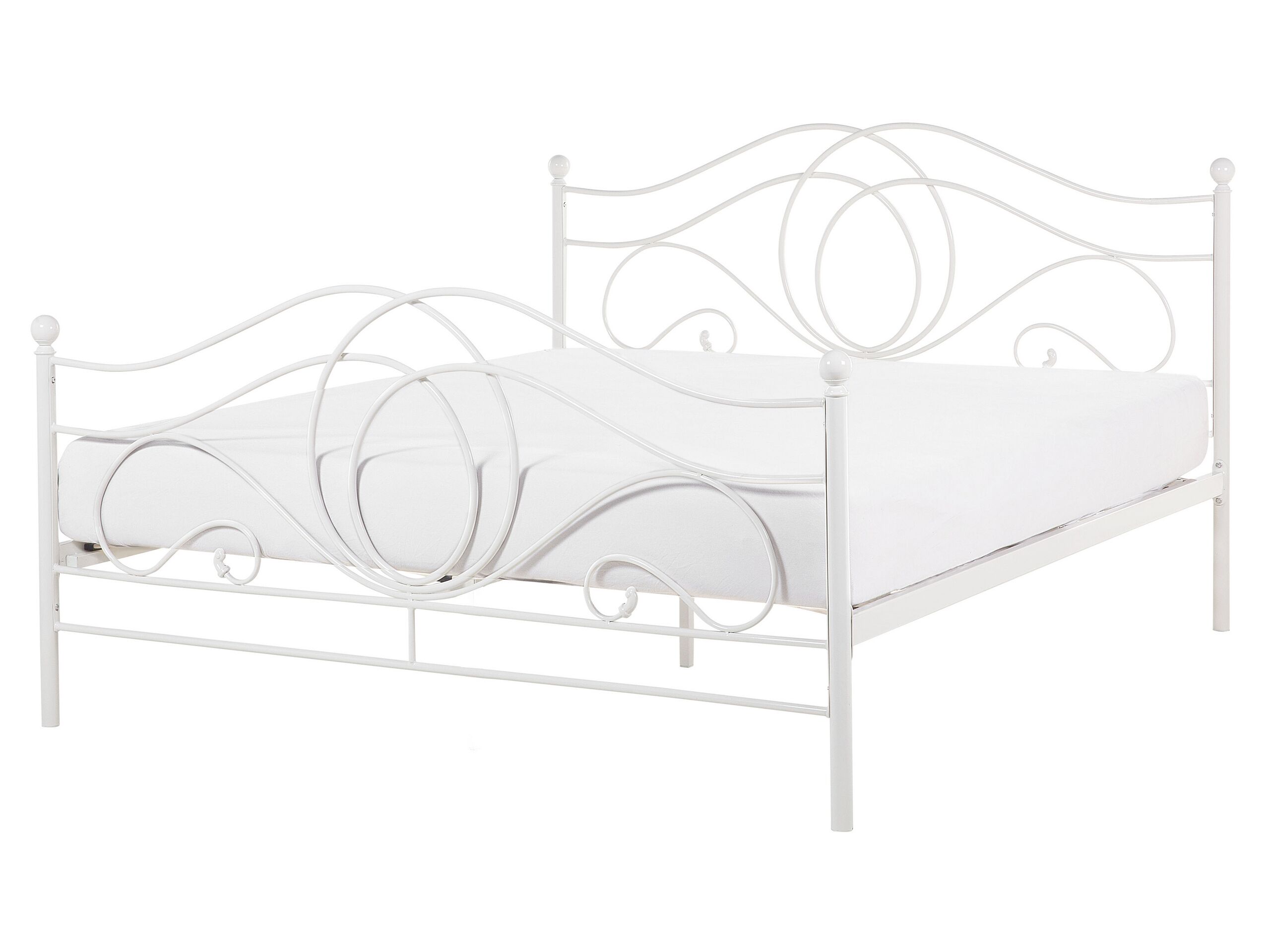 Metal EU King Size Bed White LYRA - Gemini Interiors