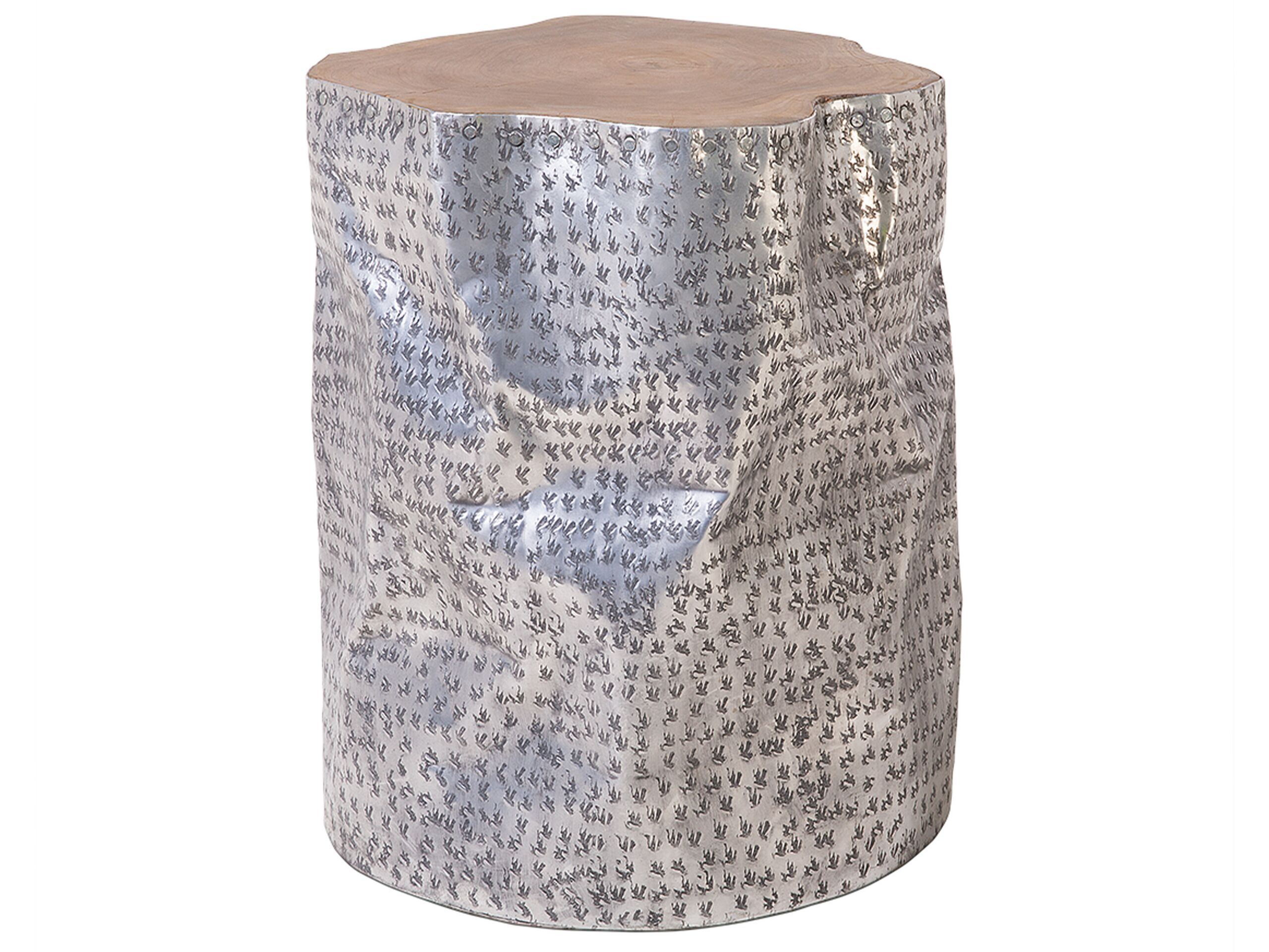 Teak Accent Side Table Silver GORDON - Gemini Interiors