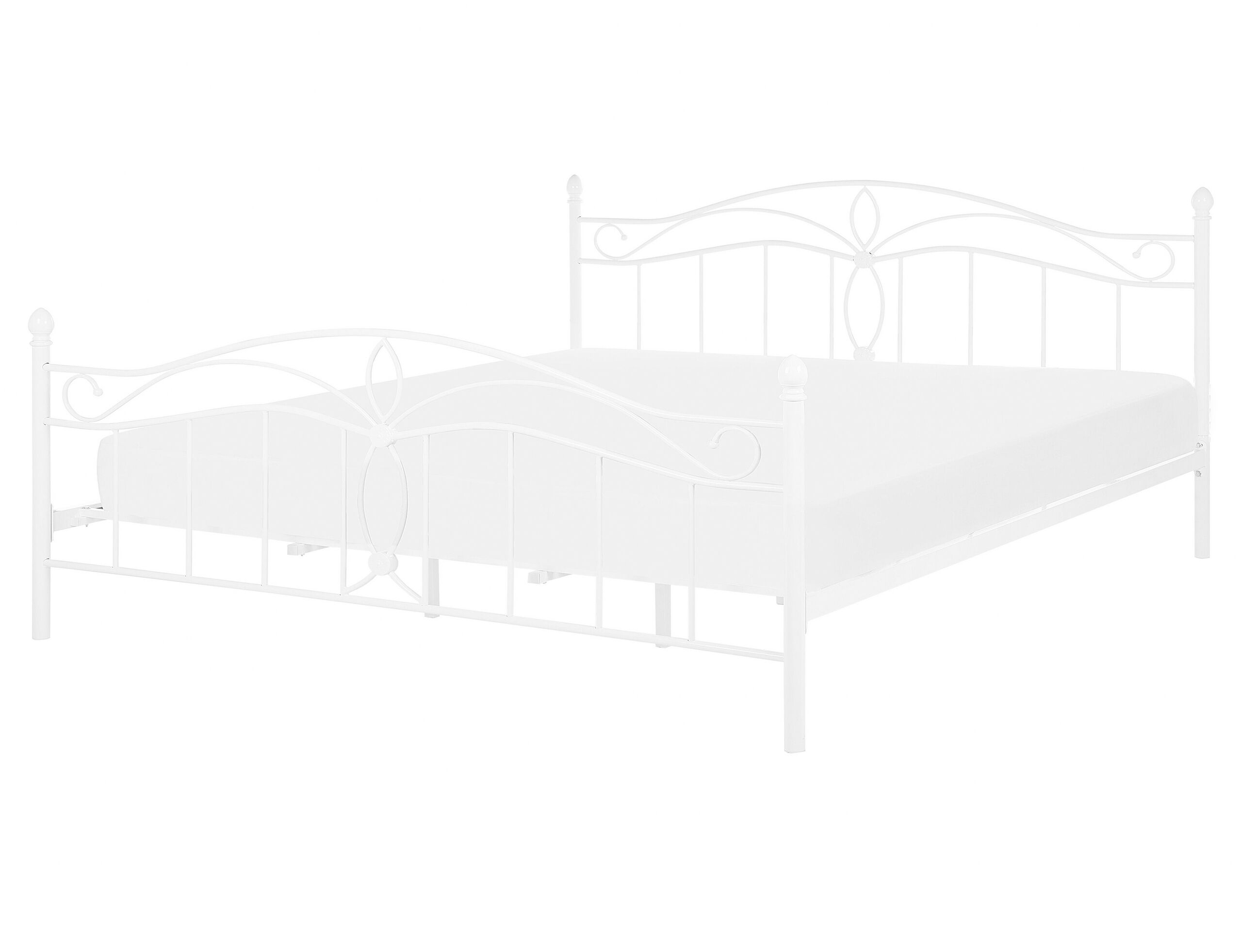 Metal EU King Size Bed White ANTLIA - Gemini Interiors
