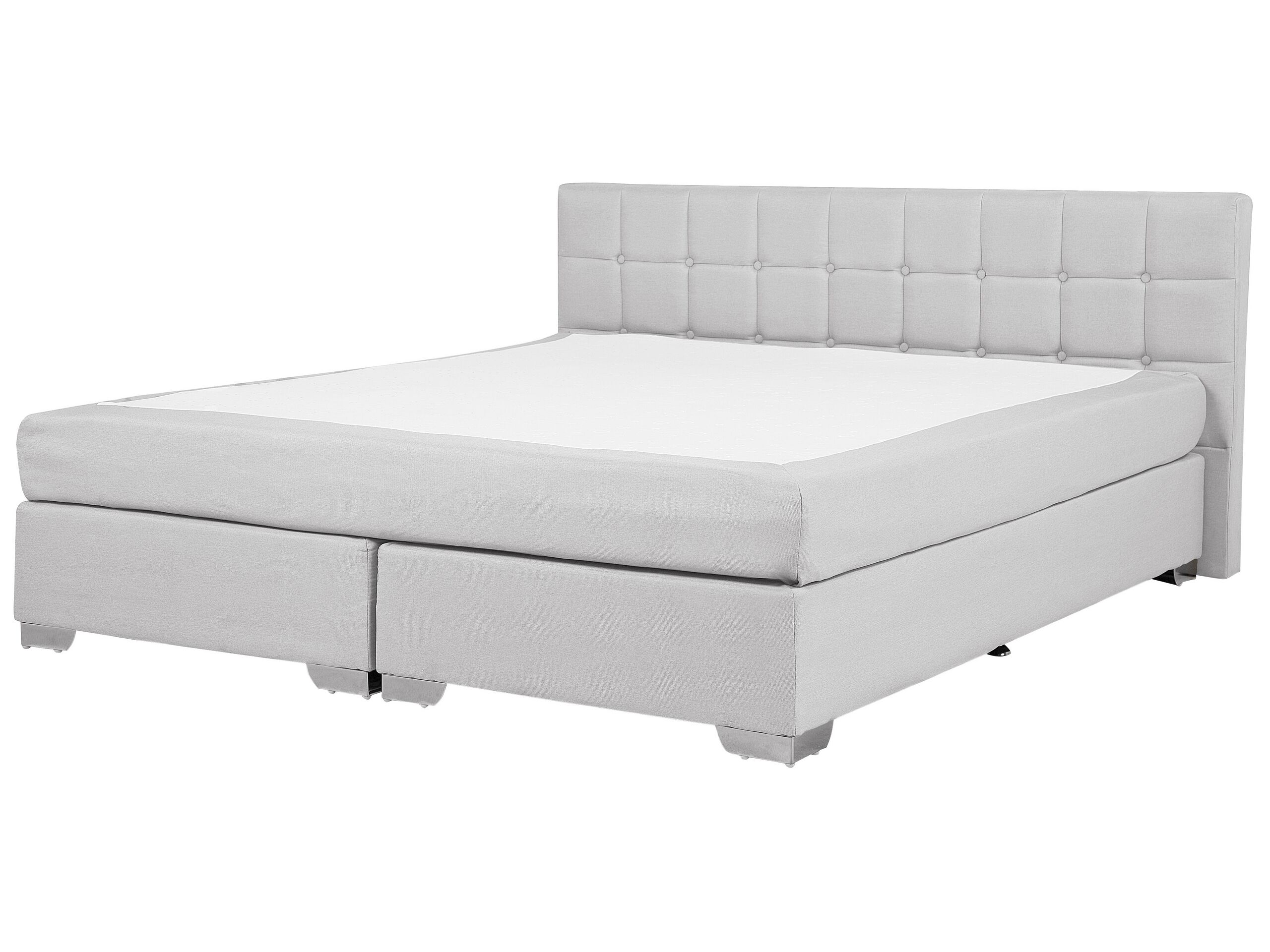 Fabric EU Super King Size Divan Bed Light Grey ADMIRAL - Gemini Interiors