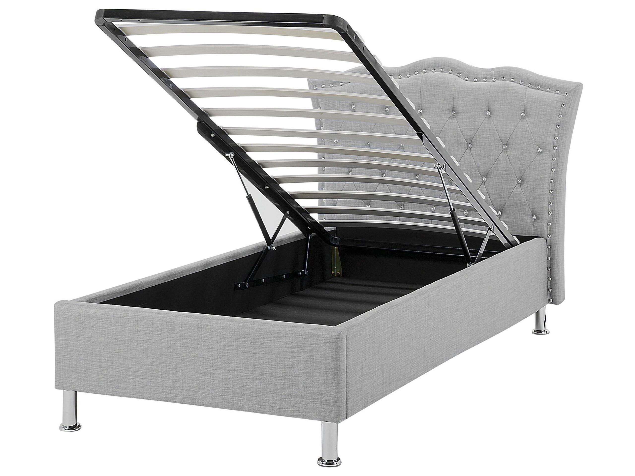 Fabric EU Single Size Ottoman Bed Grey METZ - Gemini Interiors
