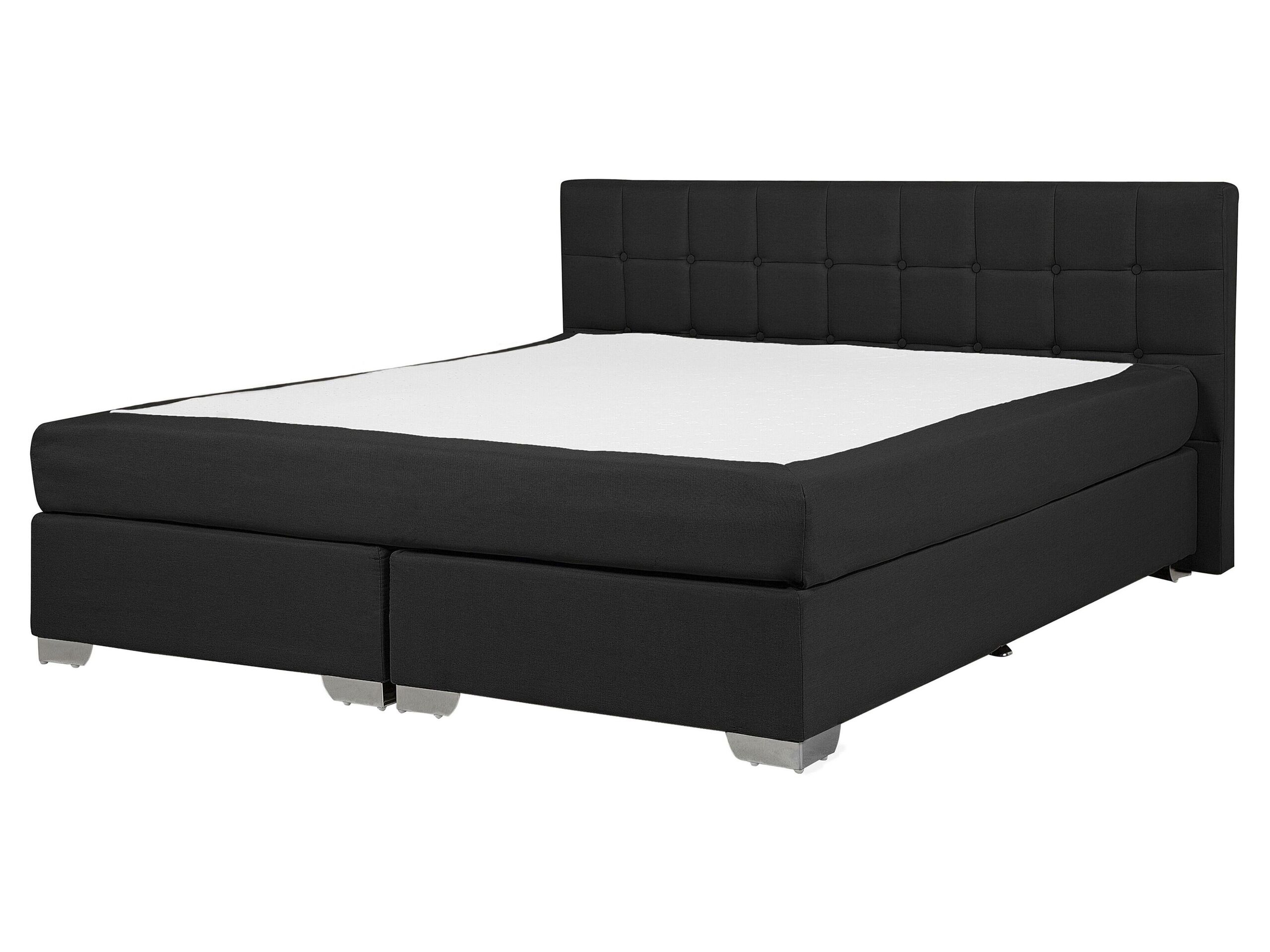 Fabric EU King Size Divan Bed Black ADMIRAL - Gemini Interiors