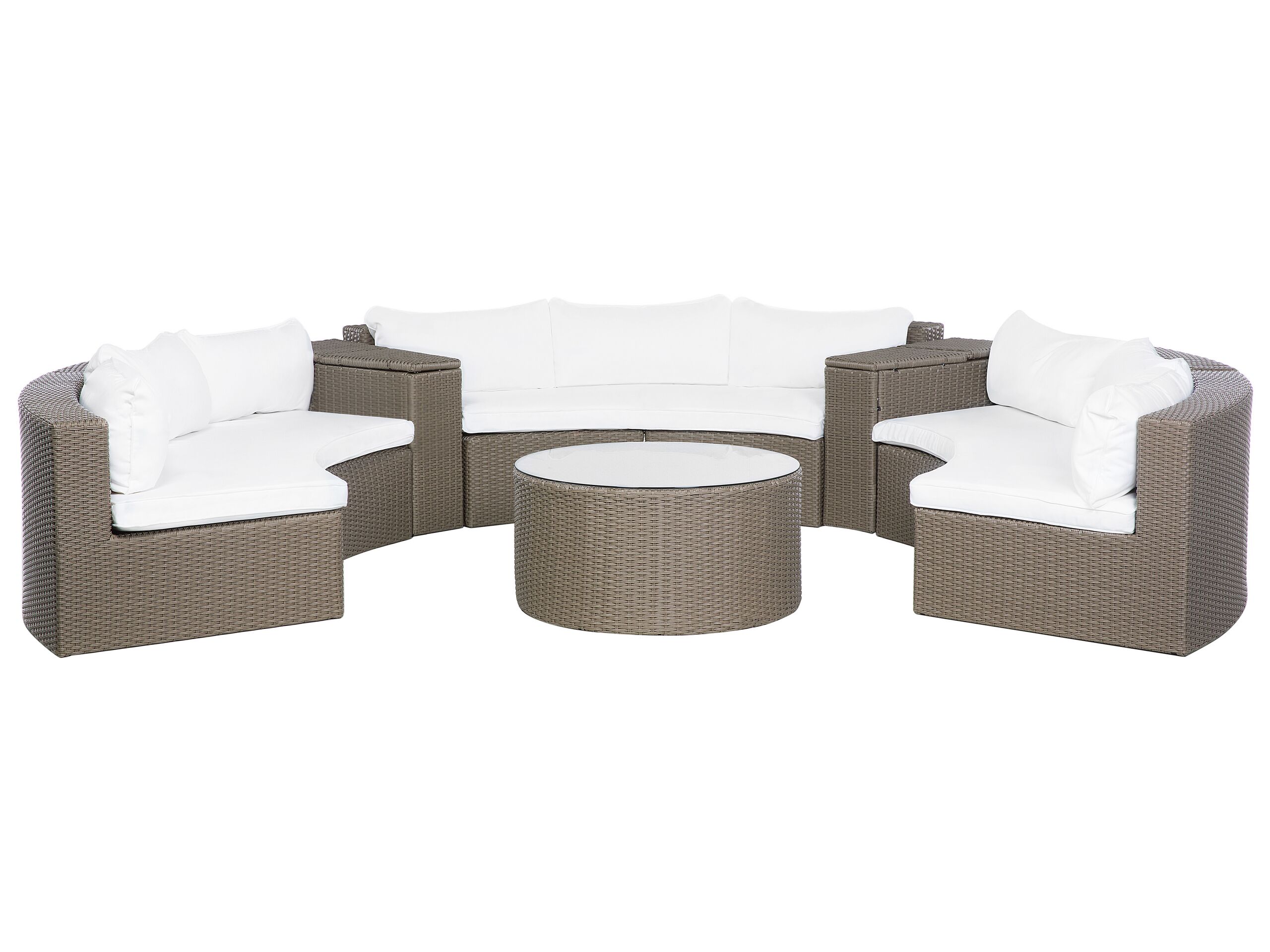 9 Seater PE Rattan Garden Lounge Set Brown SEVERO - Gemini Interiors