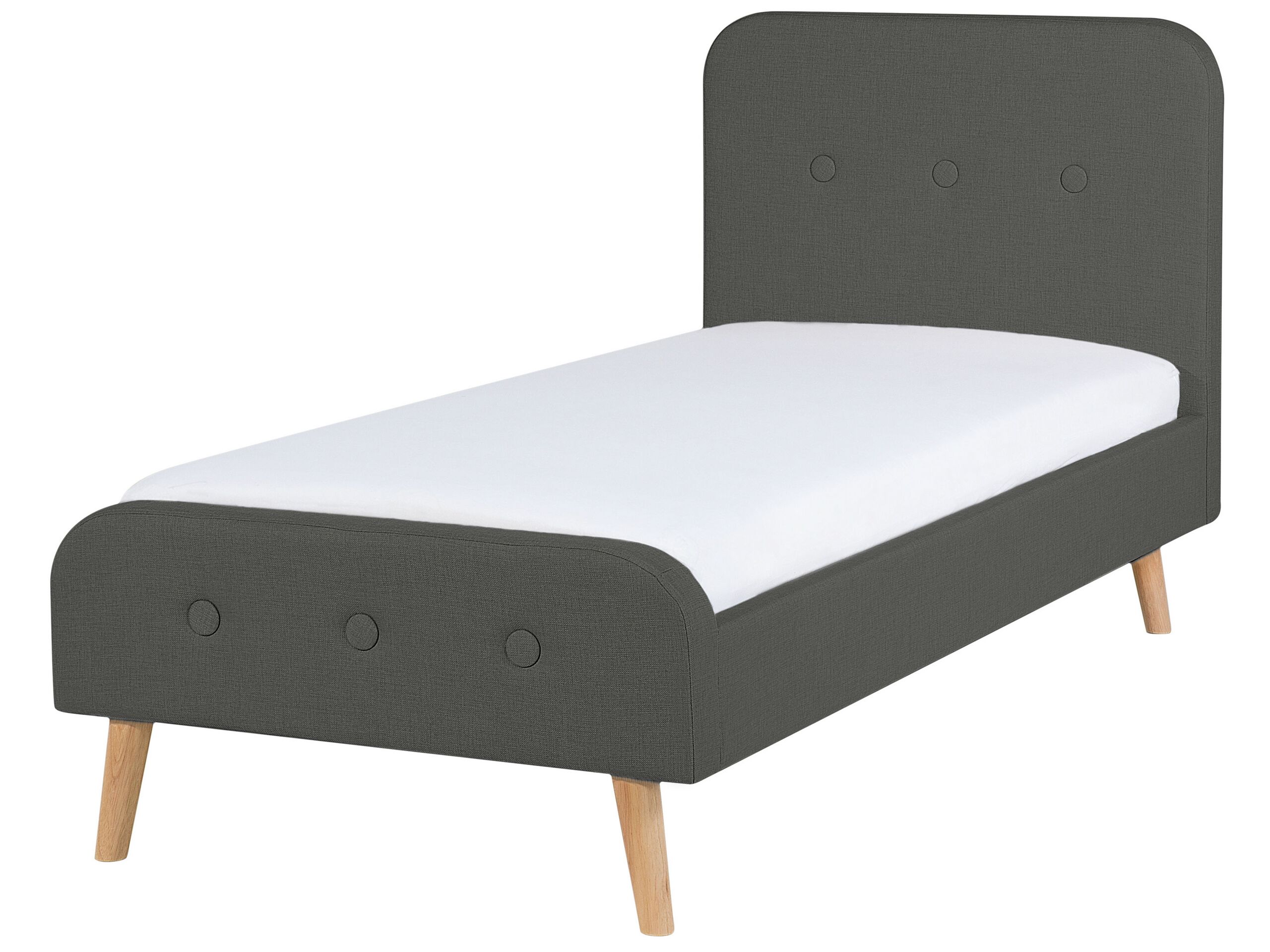 Fabric EU Single Size Bed Grey RENNES - Gemini Interiors