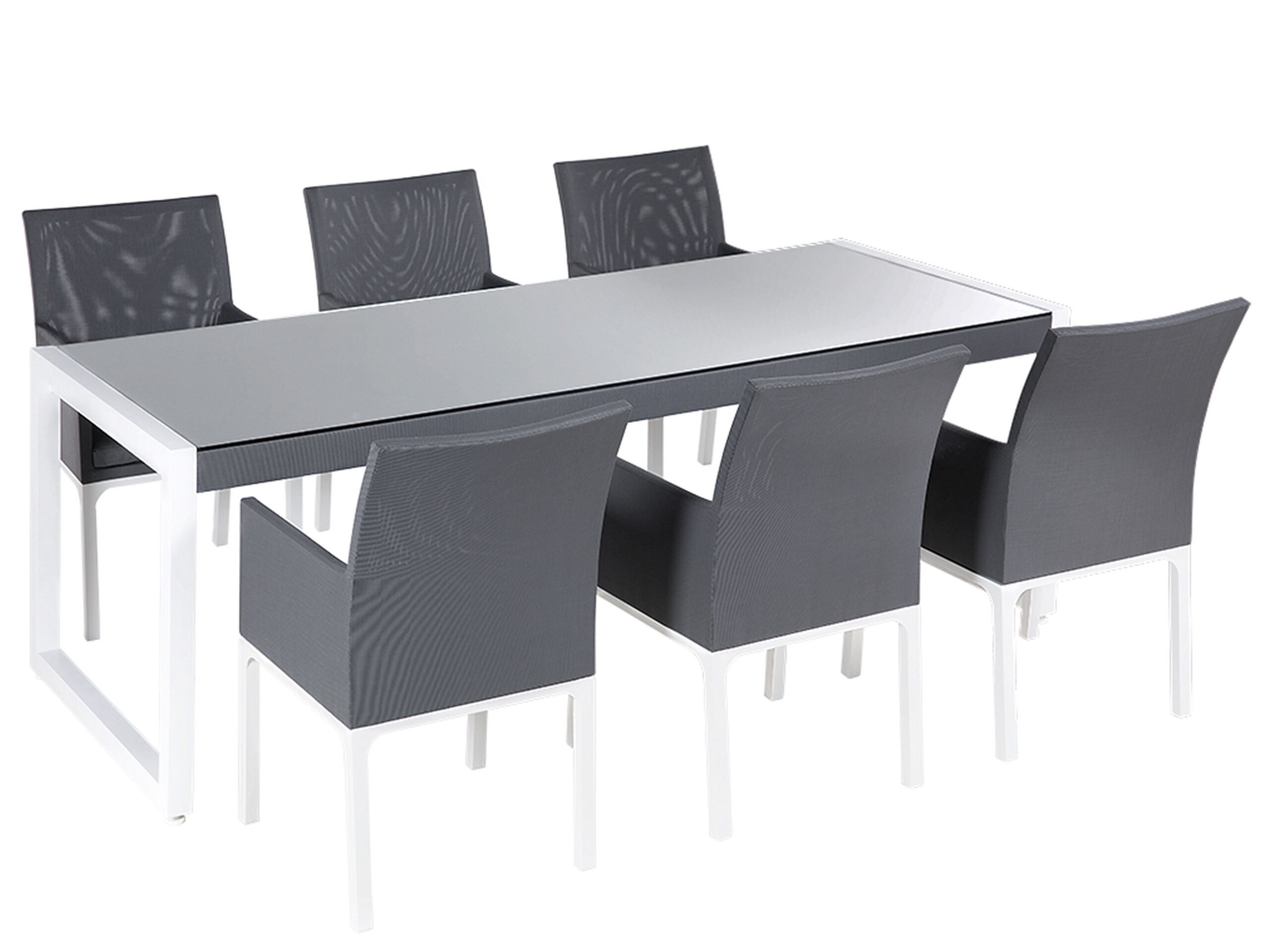 6 Seater Metal Garden Dining Set Grey BACOLI - Gemini Interiors