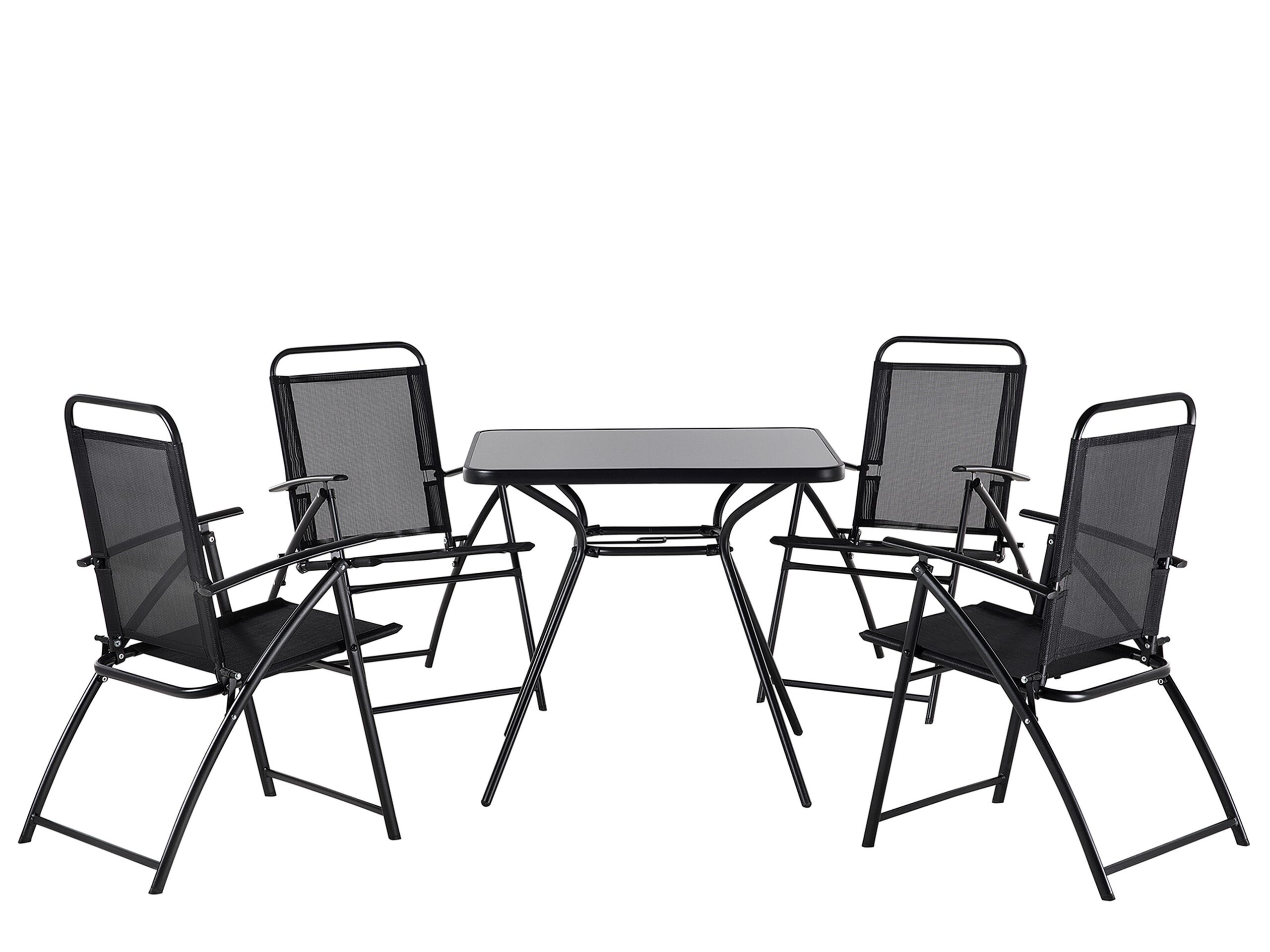 4 Seater Metal Garden Dining Set Black LIVO - Gemini Interiors