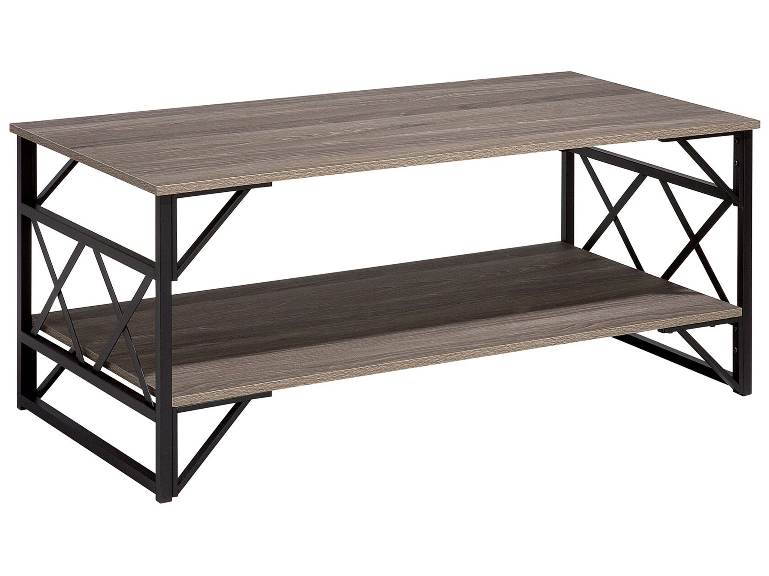 Coffee Table Taupe Wood with Black BOLTON - Gemini Interiors