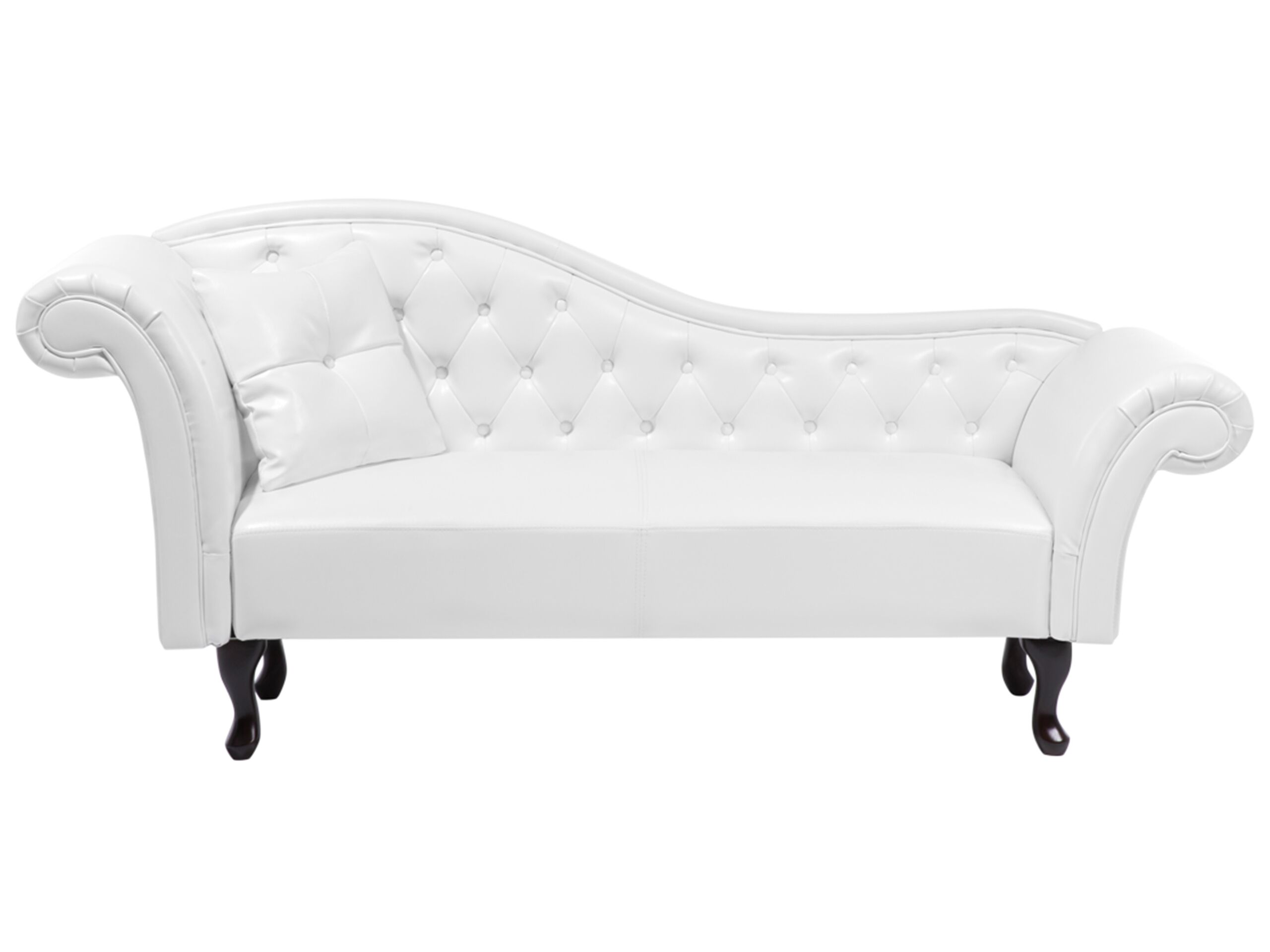 Left Hand Faux Leather Chaise Lounge White LATTES - Gemini Interiors