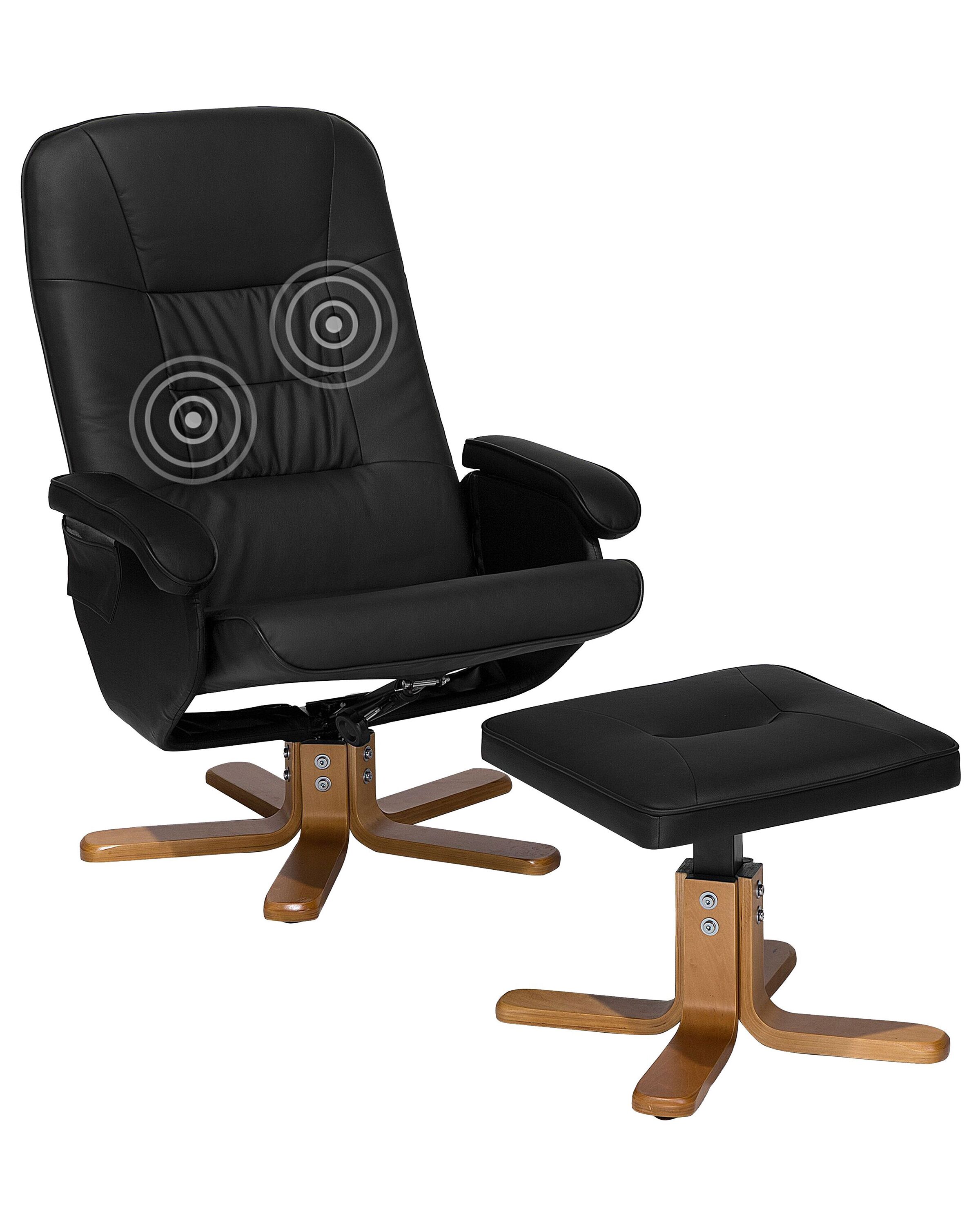 Faux Leather Heated Massage Chair with Footrest Black RELAXPRO - Gemini Interiors