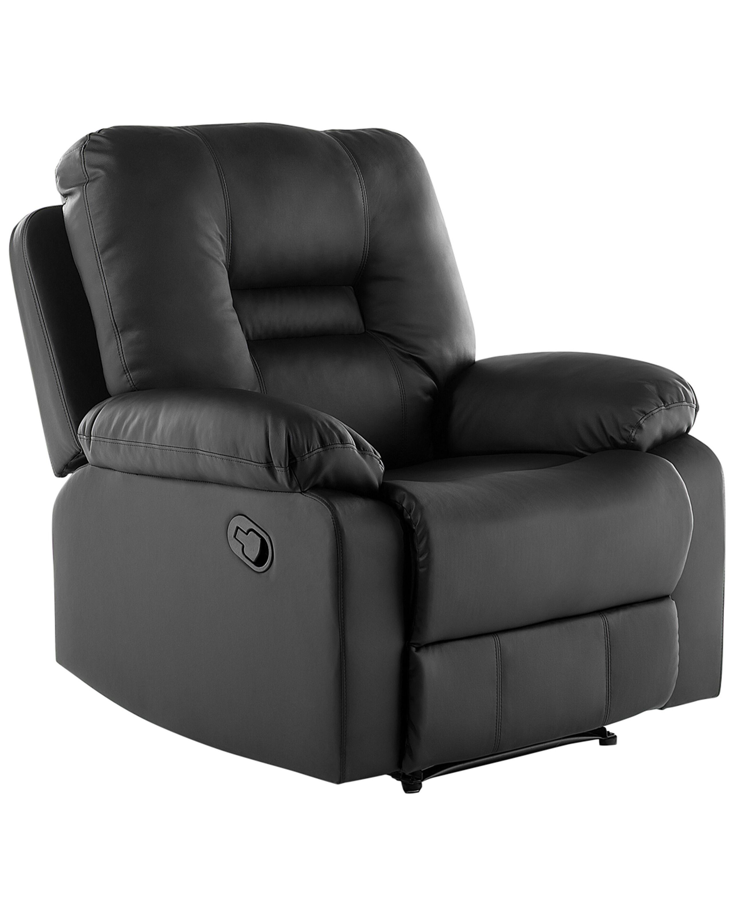 Faux Leather Manual Recliner Chair Black BERGEN - Gemini Interiors