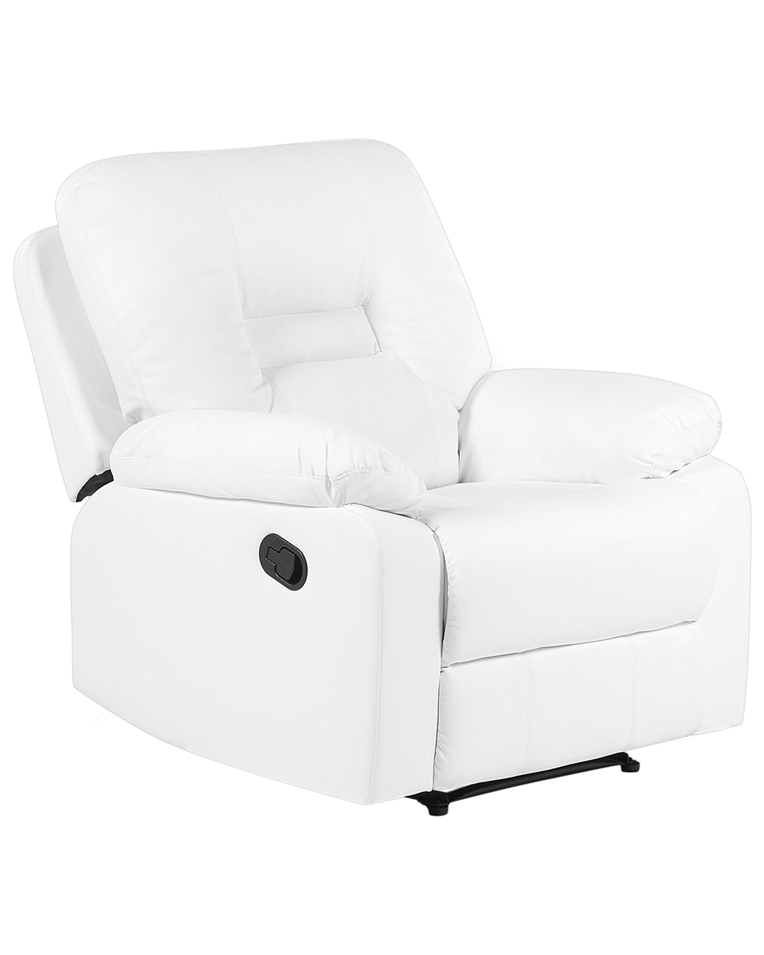 Faux Leather Manual Recliner Chair White BERGEN - Gemini Interiors