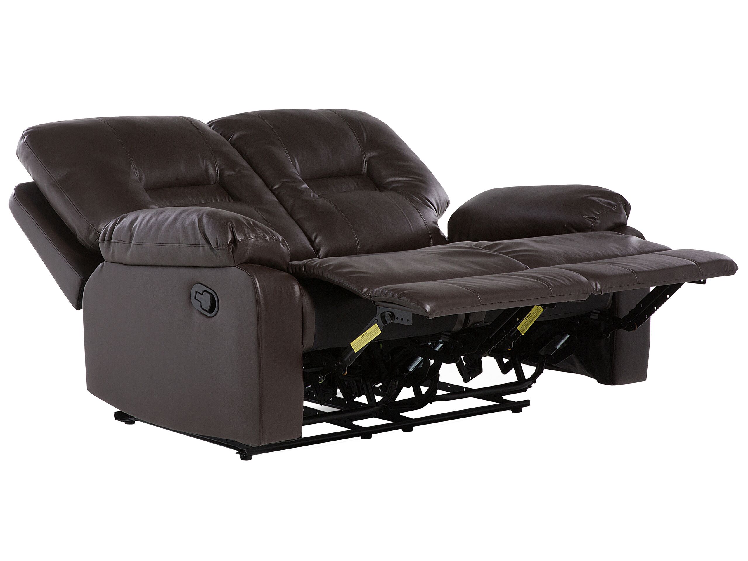2 Seater Faux Leather Manual Recliner Sofa Brown BERGEN - Gemini Interiors
