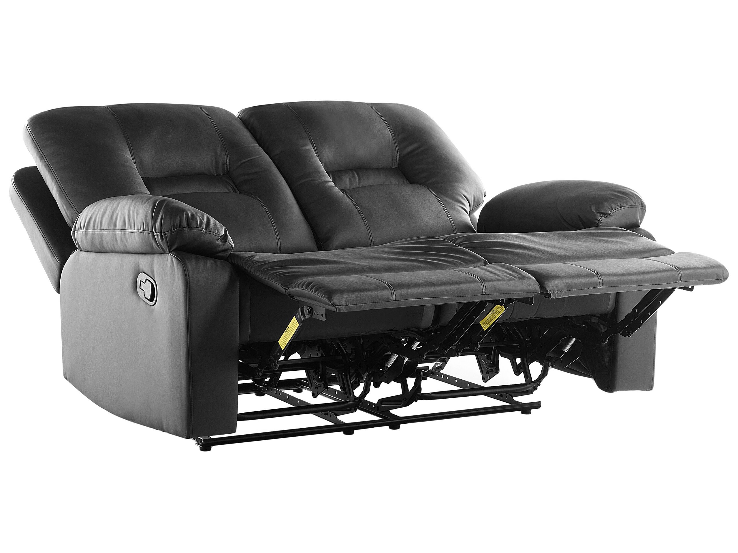 2 Seater Faux Leather Manual Recliner Sofa Black BERGEN - Gemini Interiors