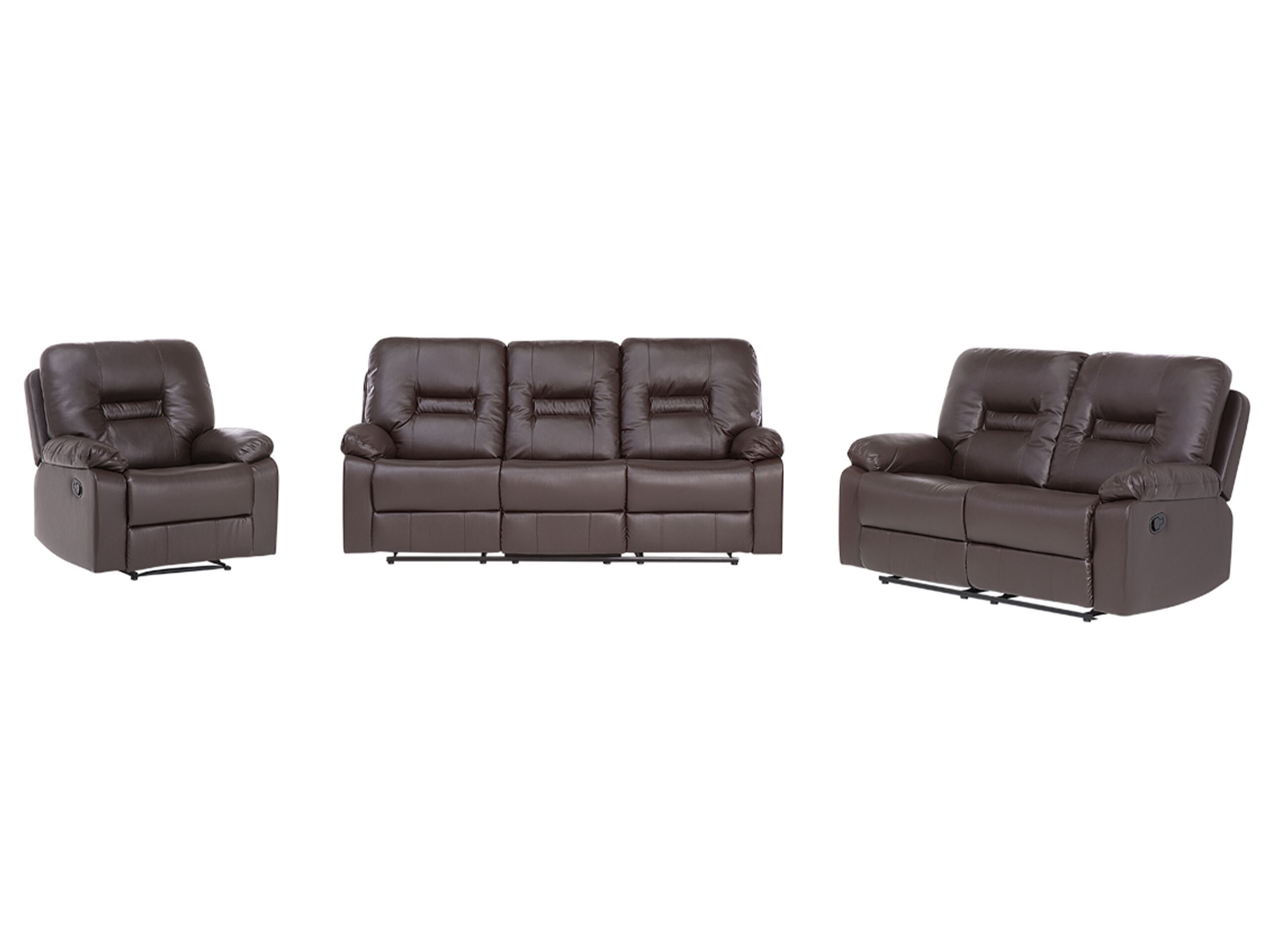 Faux Leather Manual Recliner Living Room Set Brown BERGEN - Gemini Interiors
