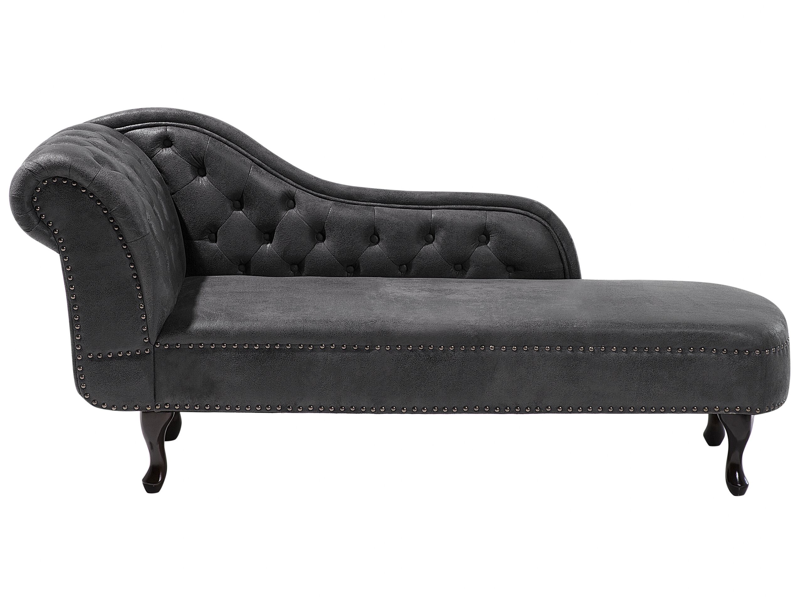 Left Hand Chaise Lounge Faux Suede Grey NIMES - Gemini Interiors